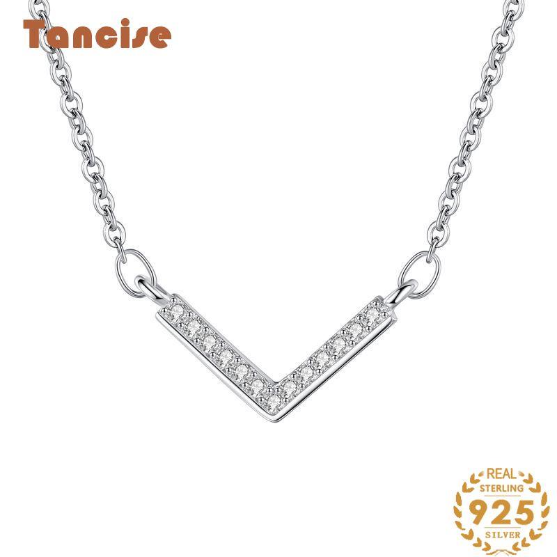 Tancise S925 Sterling Silver Necklace Women Full Pendants Necklaces Simple Personality.