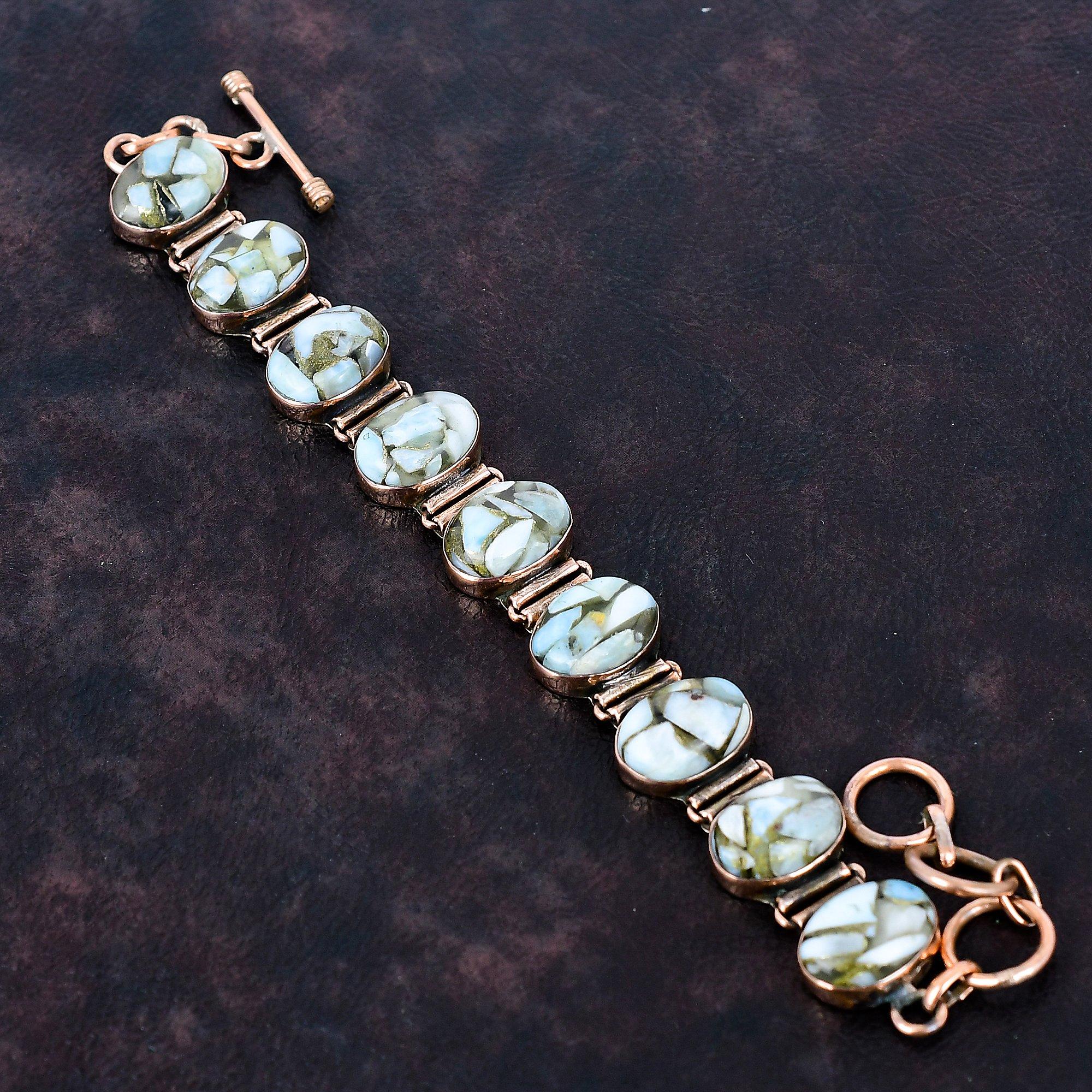Copper Larimar Bracelet Copper Bracelet Adjustable Chain Bracelet Natural Gemstone Jewelry Handmade Bracelet Copper Jewelry Anniversary Gift