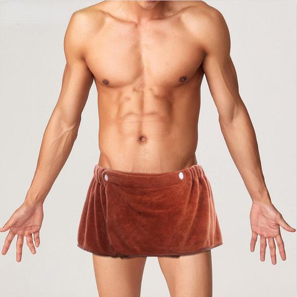 Men's Summer Bath Towel Boxers Briefs Sexy Shorts Underwear Underpants with Buckle Panties Can Absorb Water and Wear Externally
