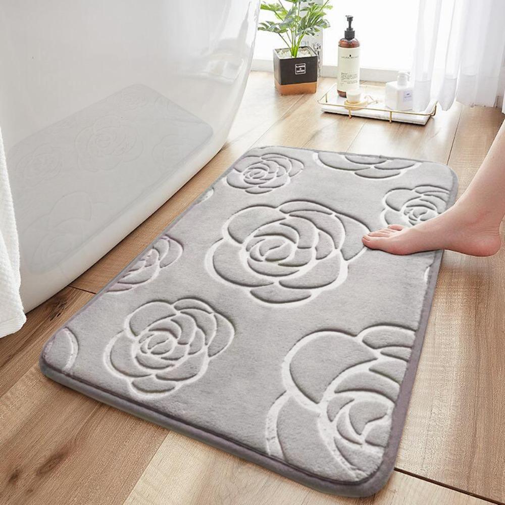 Thickening Bathroom Cashmere Mat Bath Non-slip Carpets In Wash Basin Bathtub  Floor Rug Shower Room Doormat Memory Foam 3D Pad