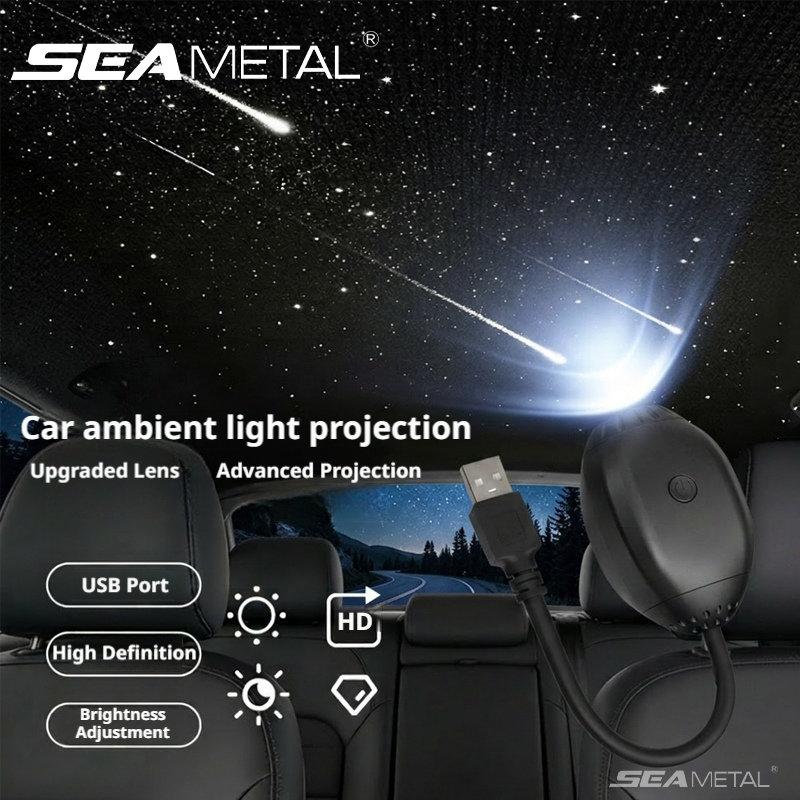SEAMETAL Romantic LED Starry Sky Night Light USB Powered Saturn Galaxy Projector Lamp for Car Roof Party Room Ceiling Decor Plug and Play