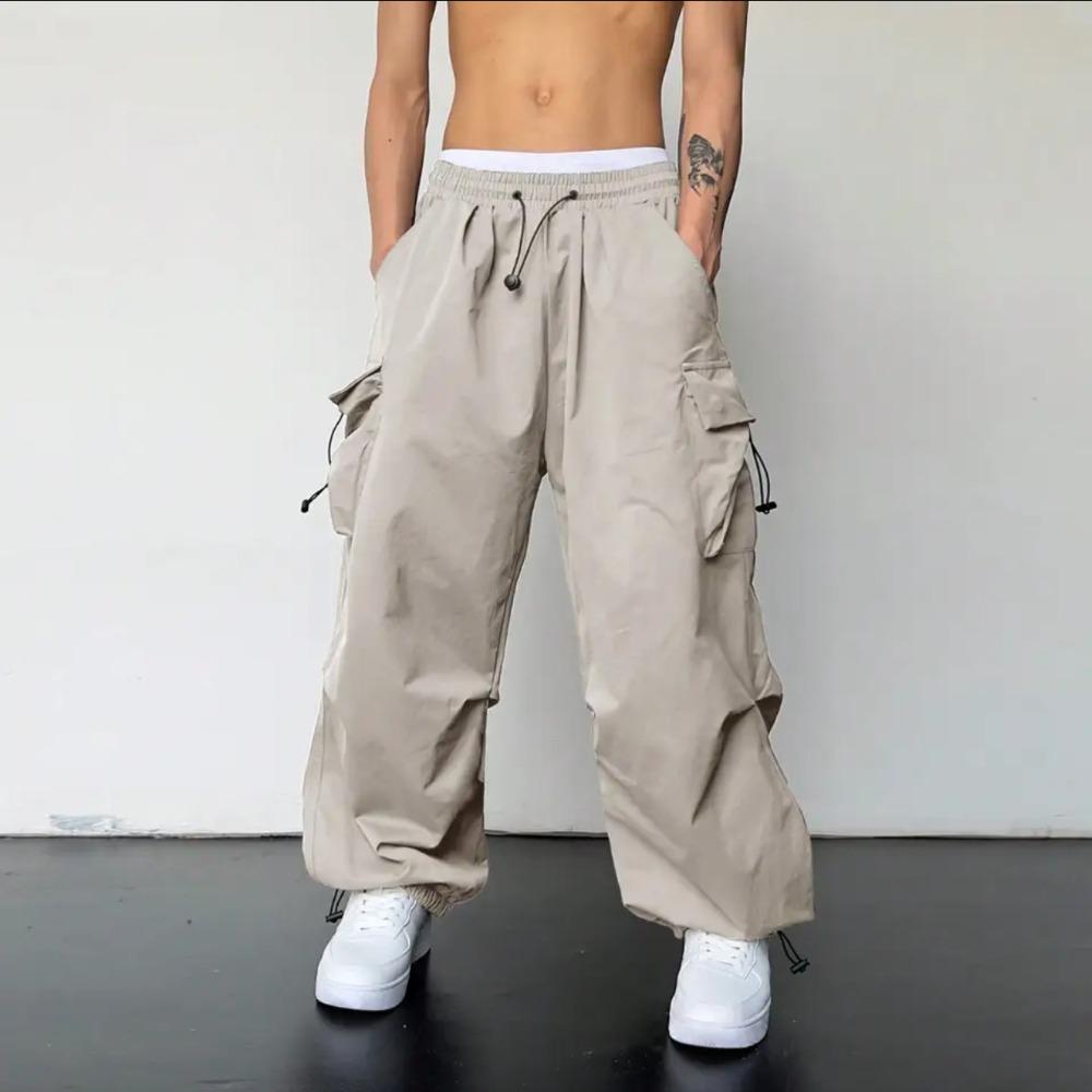 Men American Quick Dry Cargo Pants, Summer New Parachute Pants, Women High Waist Wide Leg Casual Sports Long Trousers