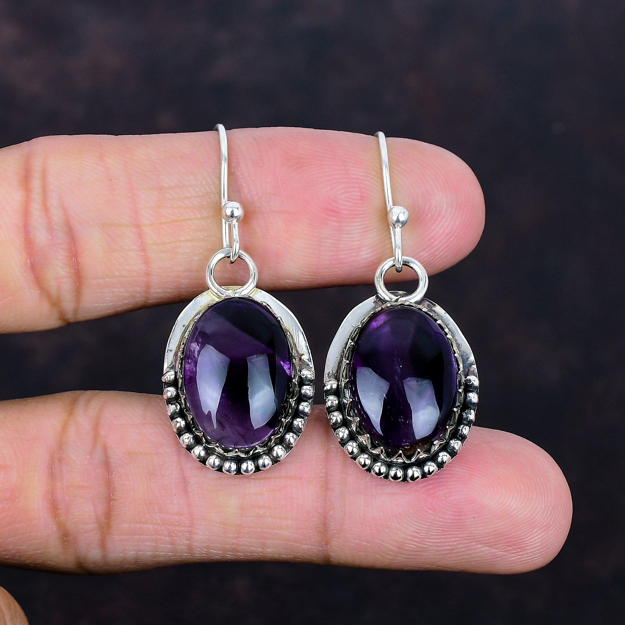 Cercei ametist stea argint sterling 925 cercei bijuterii frumoase cu pietre prețioase cercei lucrați manual bijuterii din argint cadou pentru mamă cercei de designer