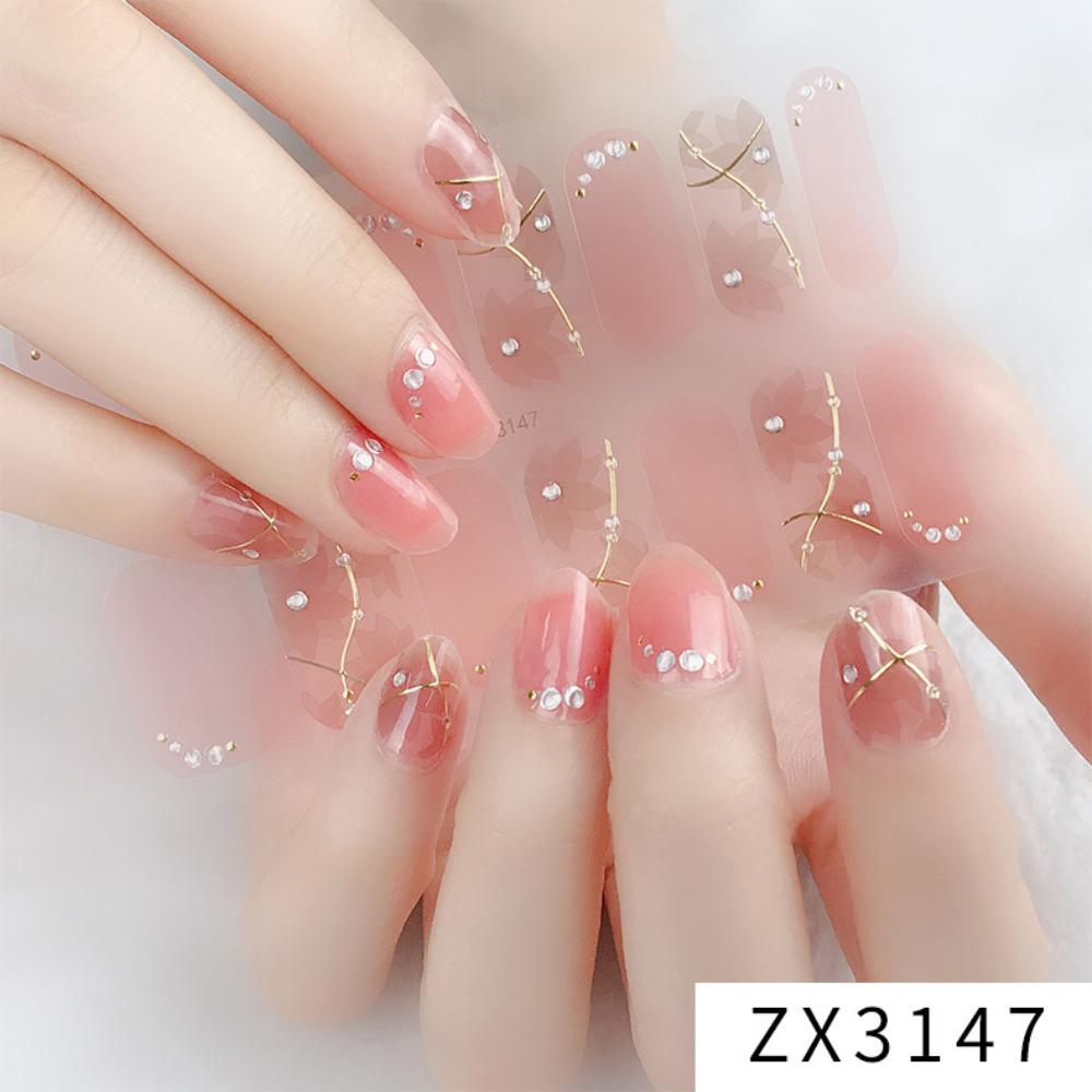 ZX three-dimensional waterproof no-bake gel nail polish film full sticker simple European and American style advanced nail film paper nail sticker