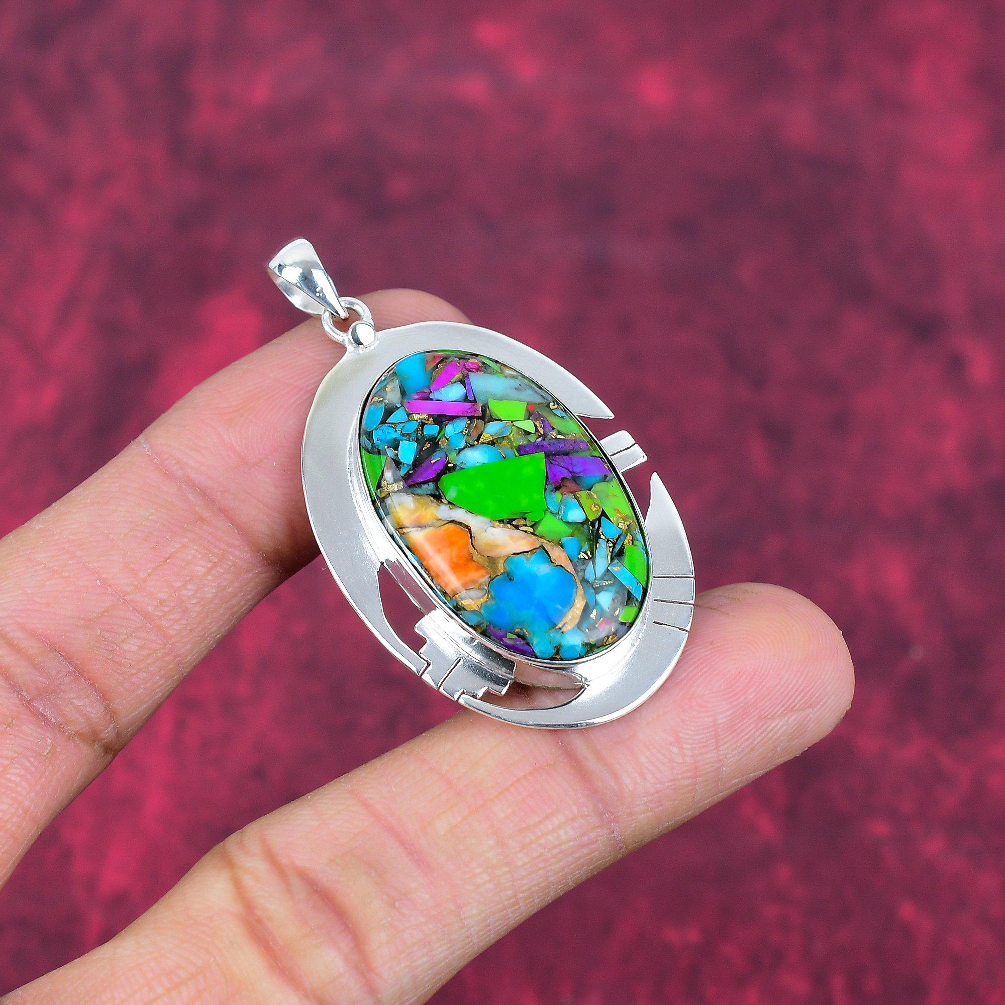 Fiesta Kingman Turquoise Pendant, 925 Solid Sterling Silver Gemstone Jewelry, Handmade Pendant, For Wedding Gift