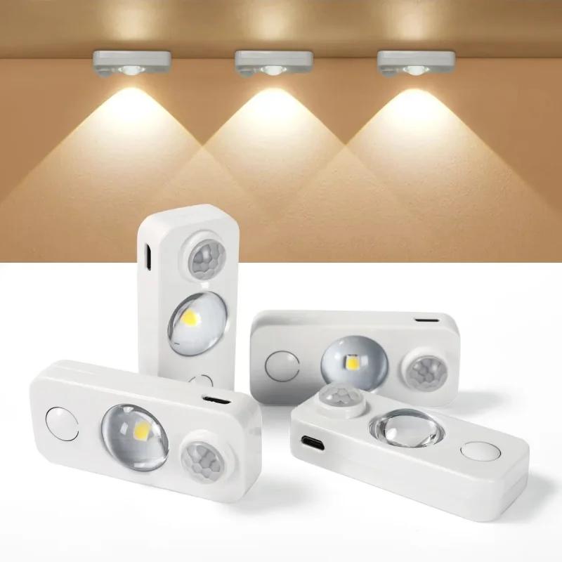 4pcs LED Motion Sensor Lights Rechargeable Cabinet Wireless Energy Saving for Closet Drawer Shelf Under Cabinet Light