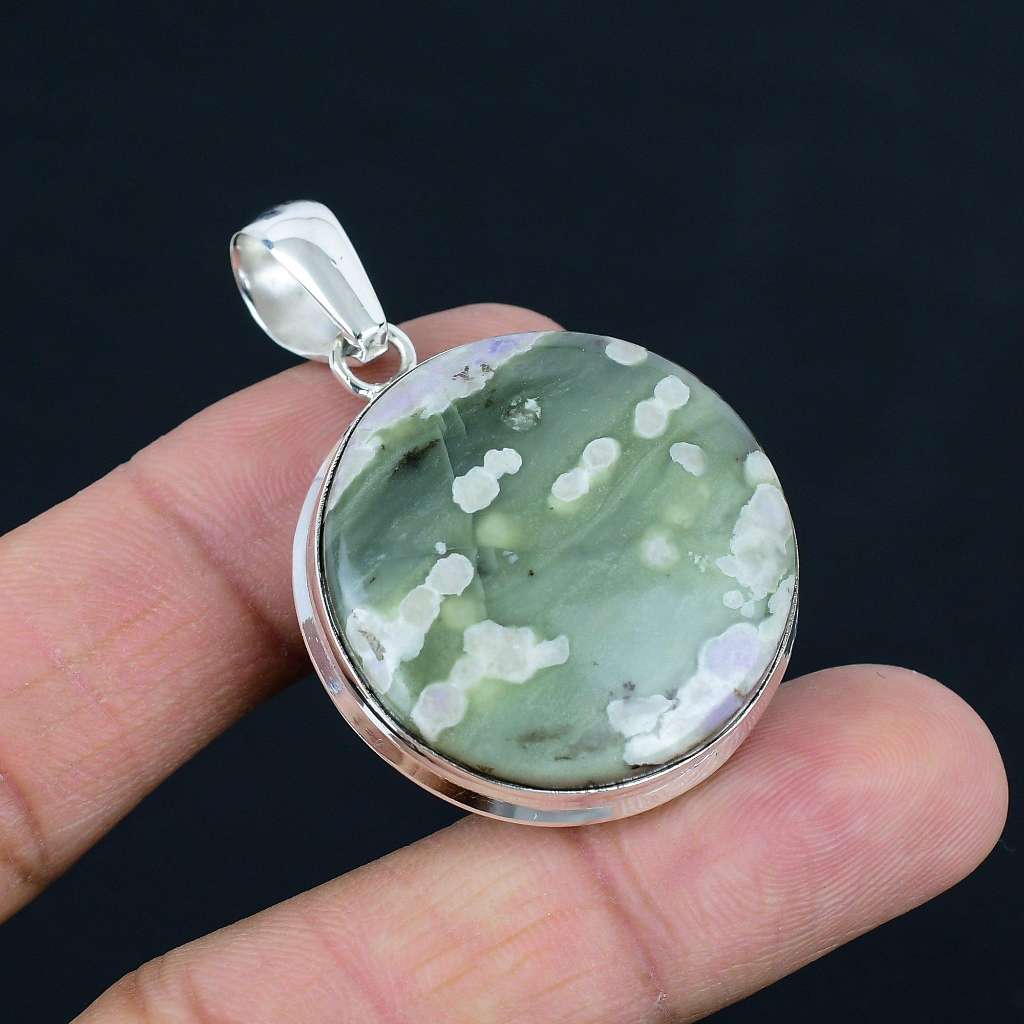 Natural Ocean Jasper Gemstone Pendant, 925 Sterling Silver, Pendant Jewelry, Handmade Silver Pendant Jewelry for Gift, Easter Gift