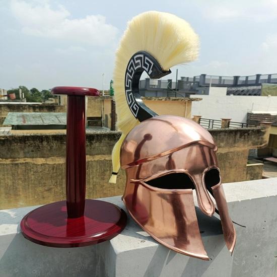 Medieval Greek Corinthian Helmet 18GA Knight SCA LARP Re-enactment Armor Ancient Wearable Helmet with Stand, Plume