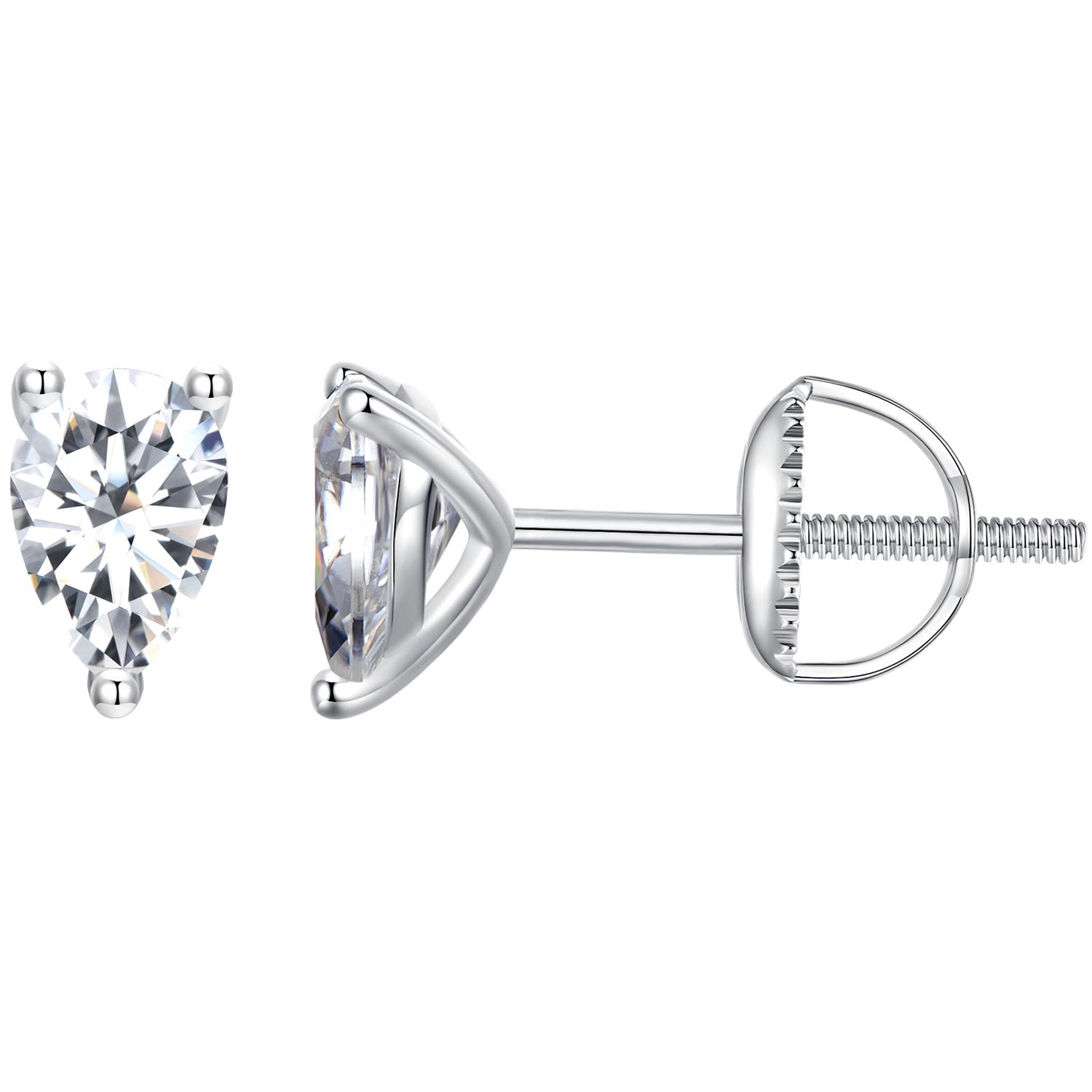Bamoer 925 Sterling Silver Pear Cut Moissanite Stud Earrings Fashion Waterdrop Lab Diamond Earring for Women Fine Jewelry Gift