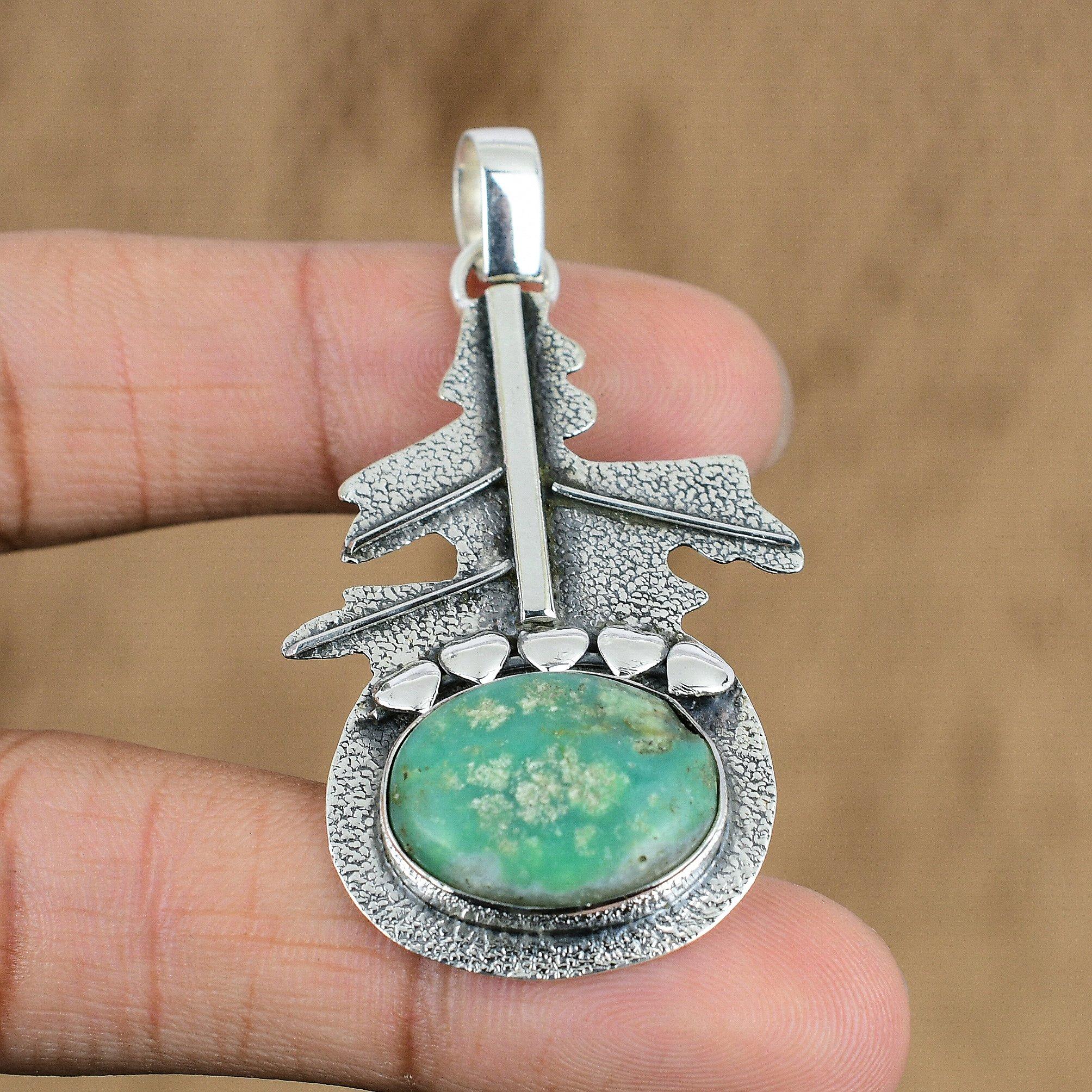 Birthday Gift For Her Natural Variscite Gemstone Pendant 925 Sterling Silver
