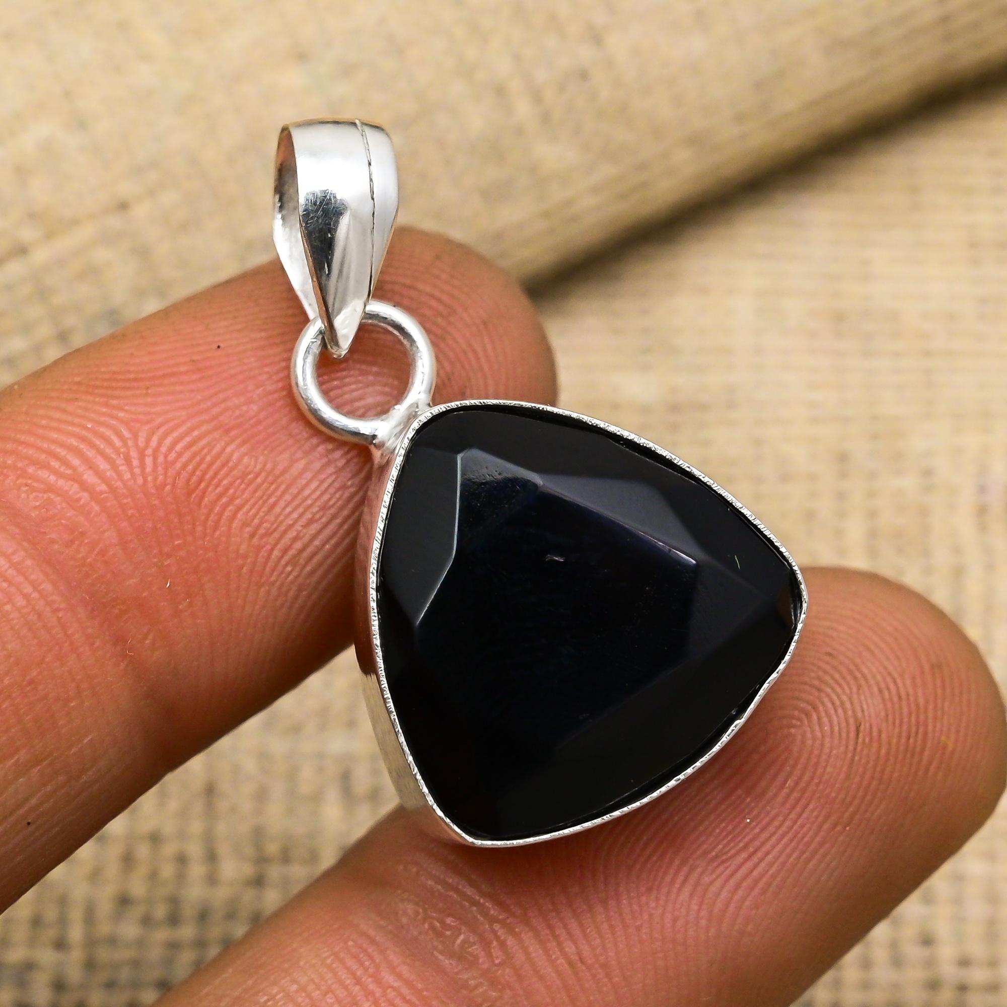Black Spinel Pendant, 925 Solid Sterling Silver Pendant Handmade Gemstone Jewelry, Gifts For Wife Brand New Pendant