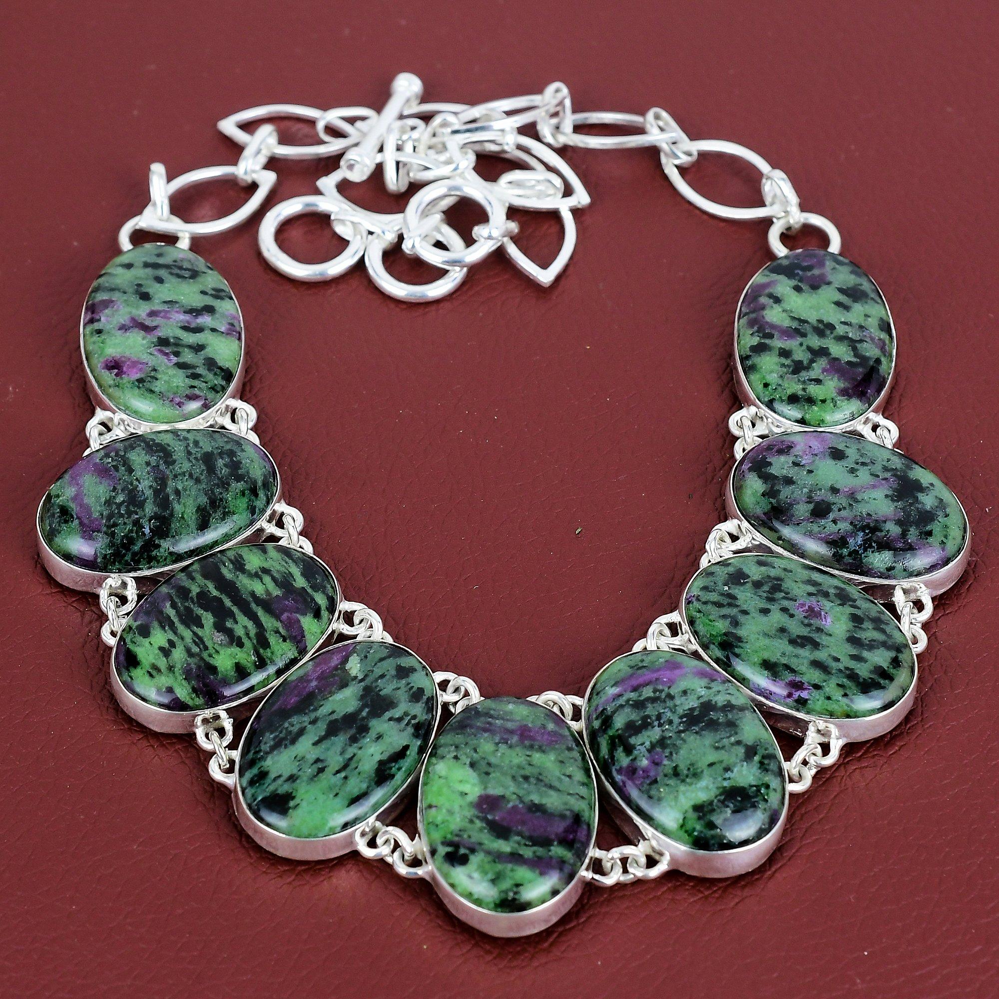 Ruby zoisite necklace gemstone jewelry dainty necklace 925 sterling silver necklace adjustable chain necklace handmade necklace gift for mom