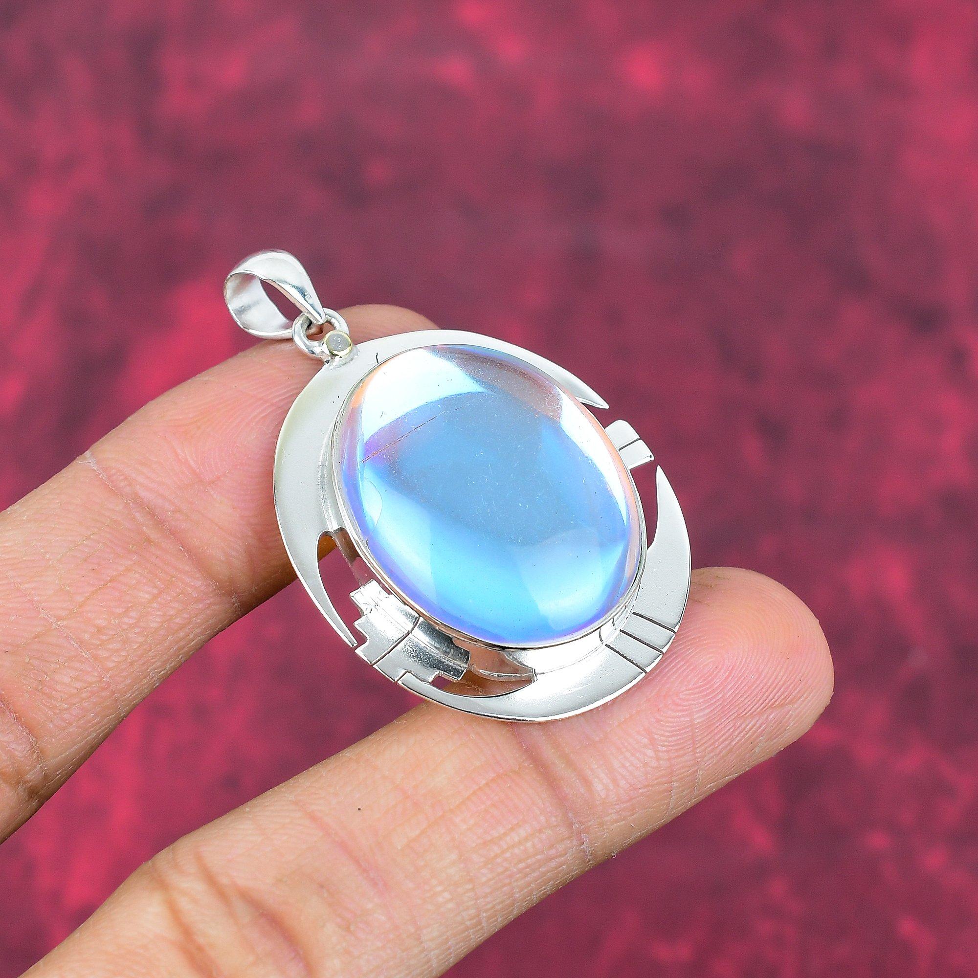 Mystic Topaz 925 Solid Sterling Silver Pendant, Handmade Gemstone Jewelry Pendant, For Memorial Day