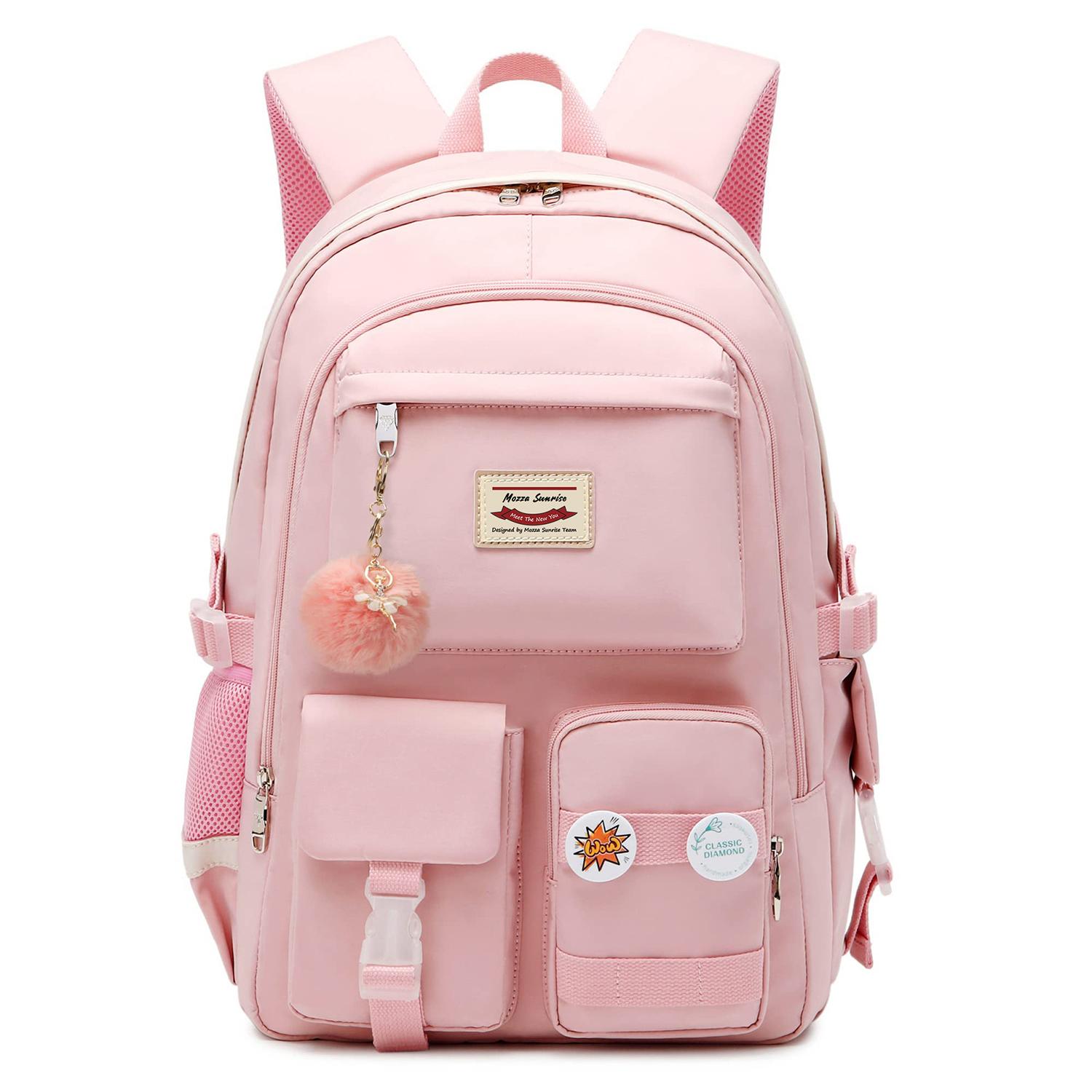 Stylish Large-Capacity Backpack for Girls – School & Laptop Bag for High School & College Students with Cute Plush Charm