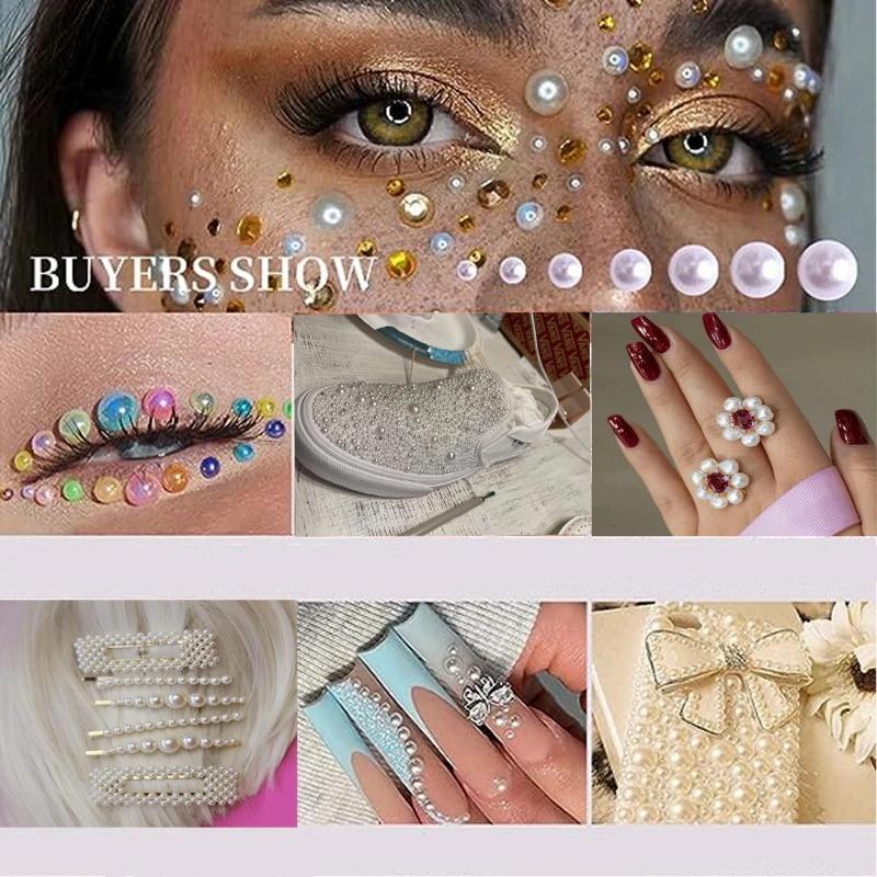 Random Mix3-10mm AB Color Half Round ABS Beads Imitation Pearl  Flatback Beads For DIY Nail Decor Jewelry Making