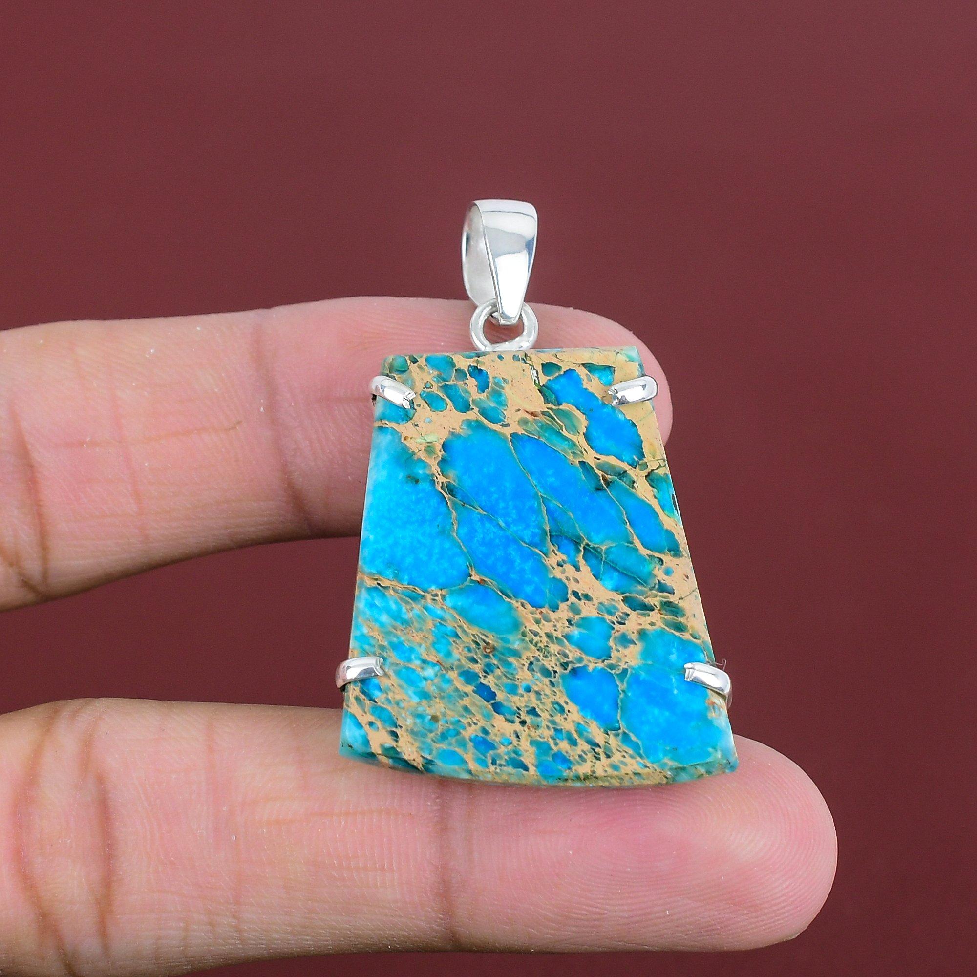 Blue Sea Sediment Jasper Pendant 925 Sterling Silver Pendant Brand New Jewelry Handmade Pendant Very Pretty Gemstone Jewelry Gifts For Women