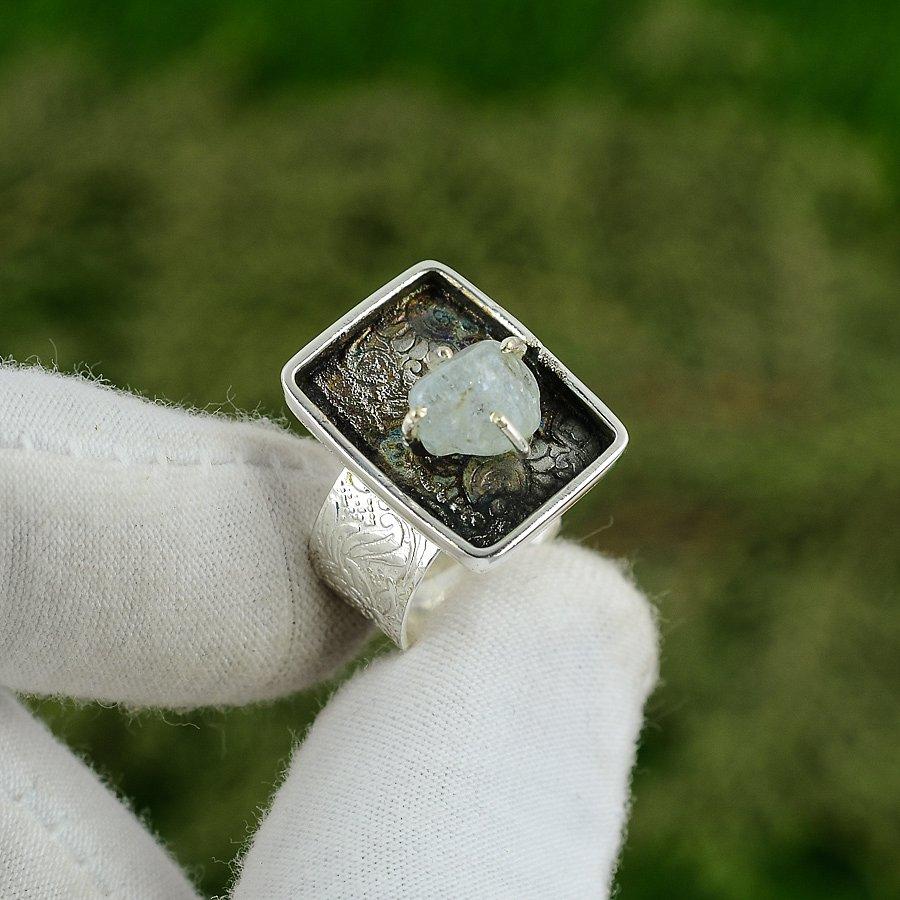 Natural Rainbow Moonstone Gemstone Statement White Adjustable Ring 925 Silver