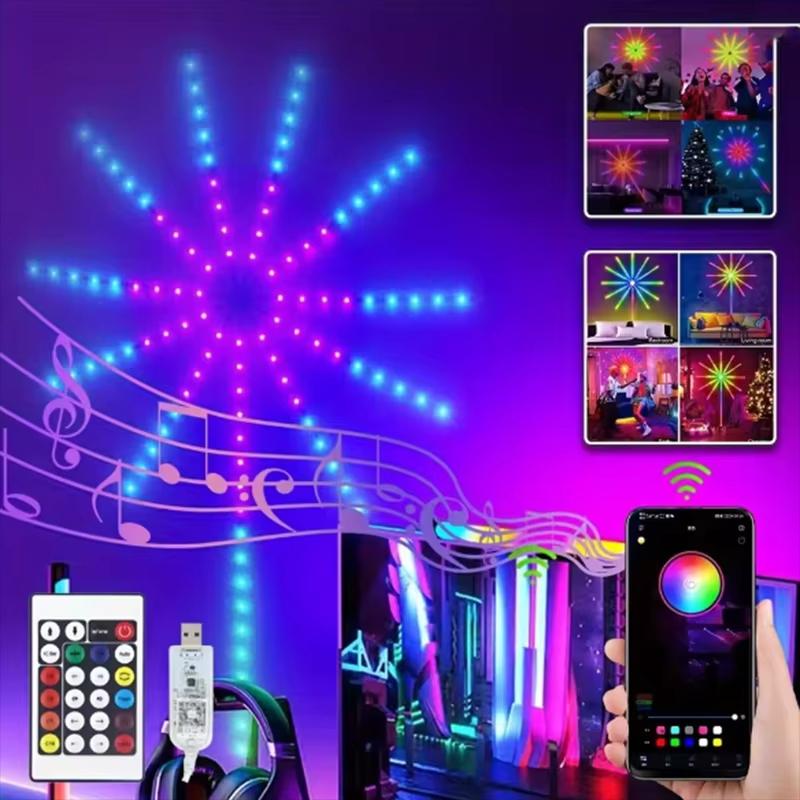 Smart RGBIC Firework LED Strip Light Bluetooth APP Music Sync 5V USB Ambient Light for TV Bedroom Gaming Party Christmas Decor