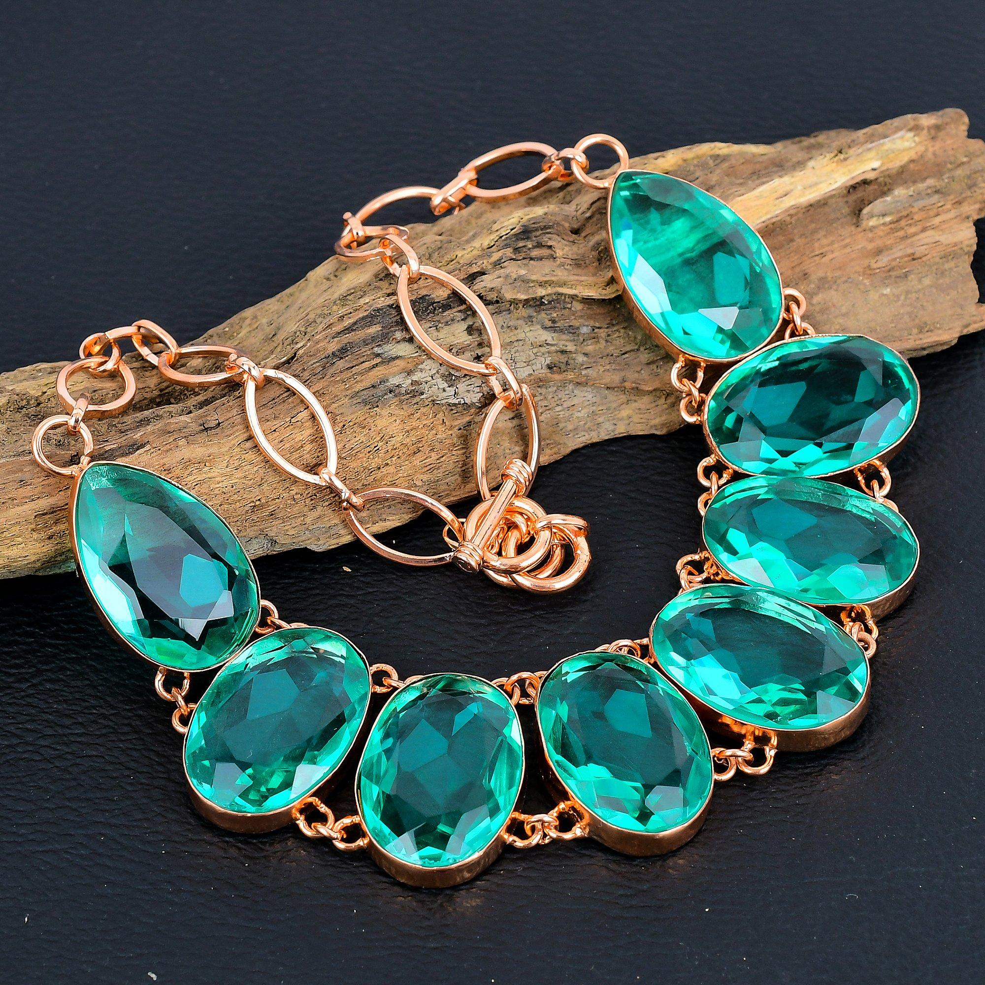 Bijuterii cu Indicolit, Bijuterii Colier Handmade, Colier Minunat din Cupru, Bijuterii cu Pietre Prețioase, Colier Ajustabil cu Lanț pentru Femei