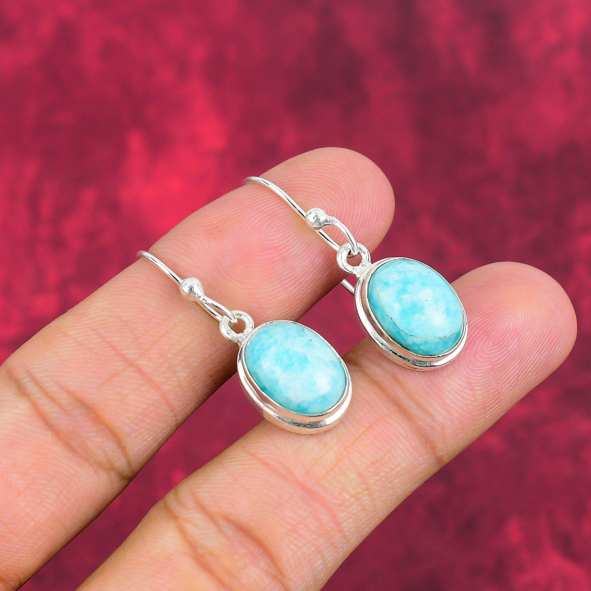 Amazonite øredobber, 925 solid sterling sølv øredobber Håndlagde edelstenssmykker, gaver til kone splitter nye øredobber