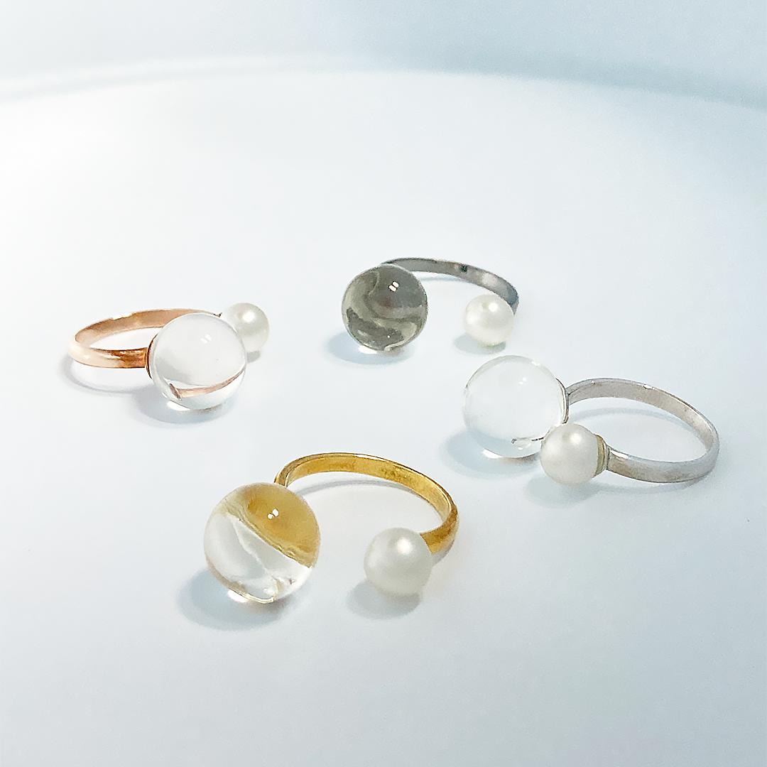 Pearl and Dew Ring - Handmade 925 Sterling Silver Jewelry for Women's Gift