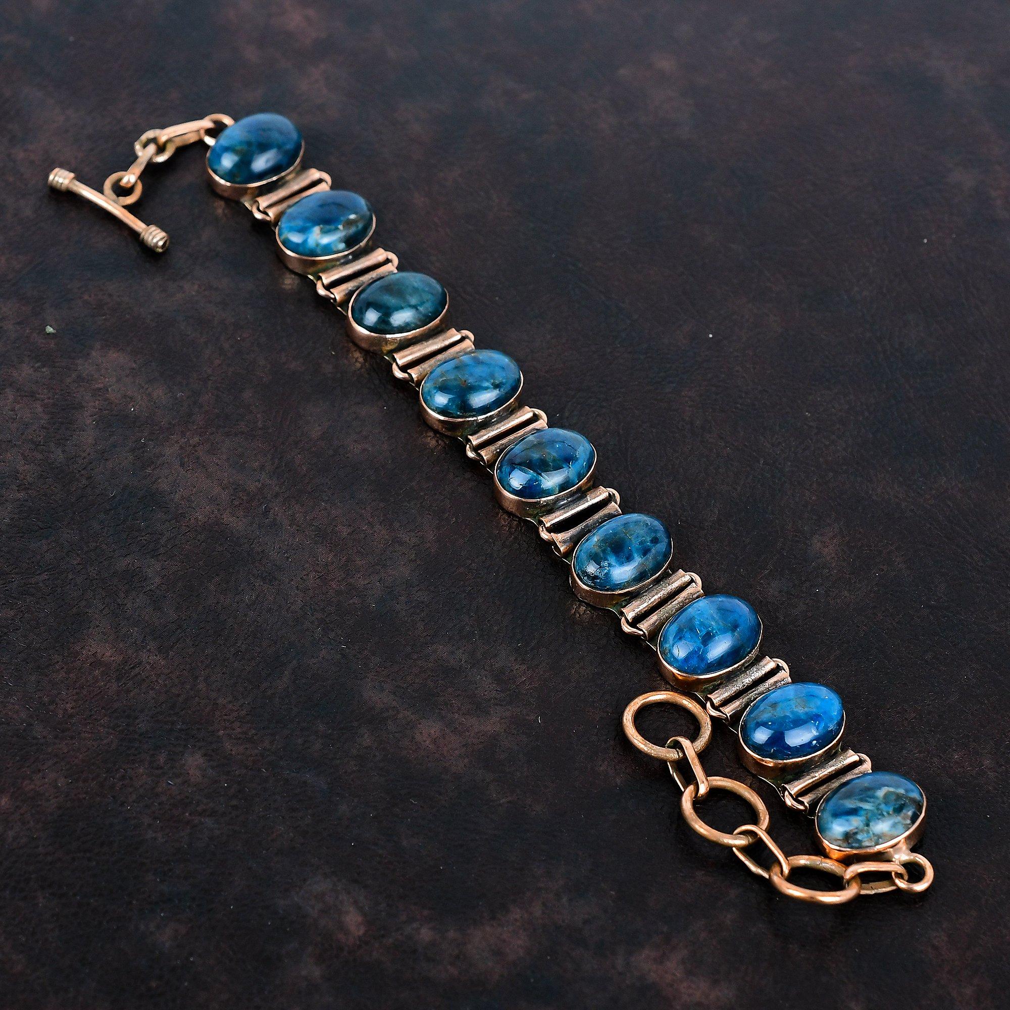 Neon apatite bracelet copper gemstone bracelet adjustable chain bracelet unique copper design jewelry handmade decent bracelet gifts for mom