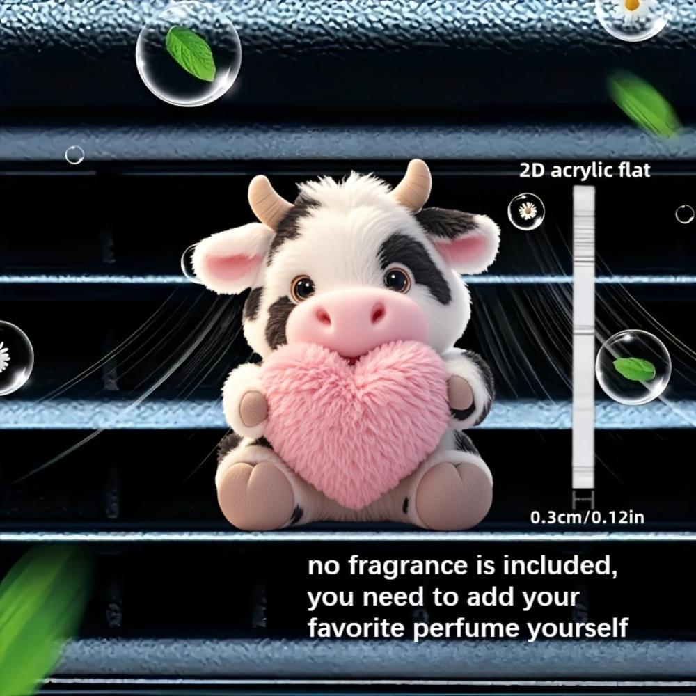 2D Flat Cow Car Vent Clip Decorative Diffuser (fragrance Not Included), Car Interior Decoration, Aromatherapy Clip, Ideal for Holiday Gifts