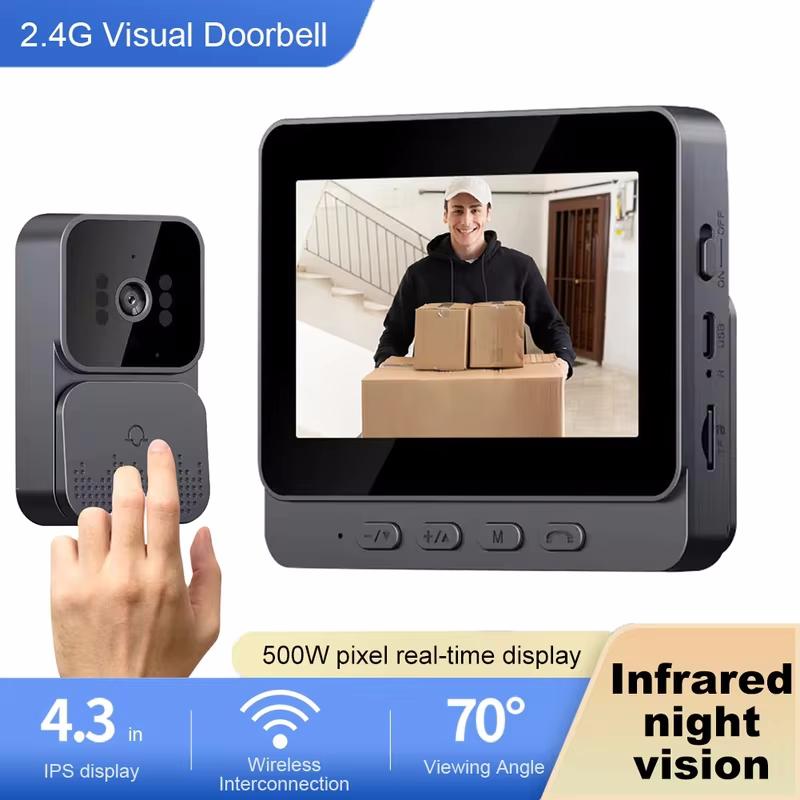 Intelligente Drahtlose Video-Türklingel 4,3-Zoll-Display 2,4G Zuhause Hochauflösend Nachtsicht Video Sprach-Gegensprechanlage Überwachung