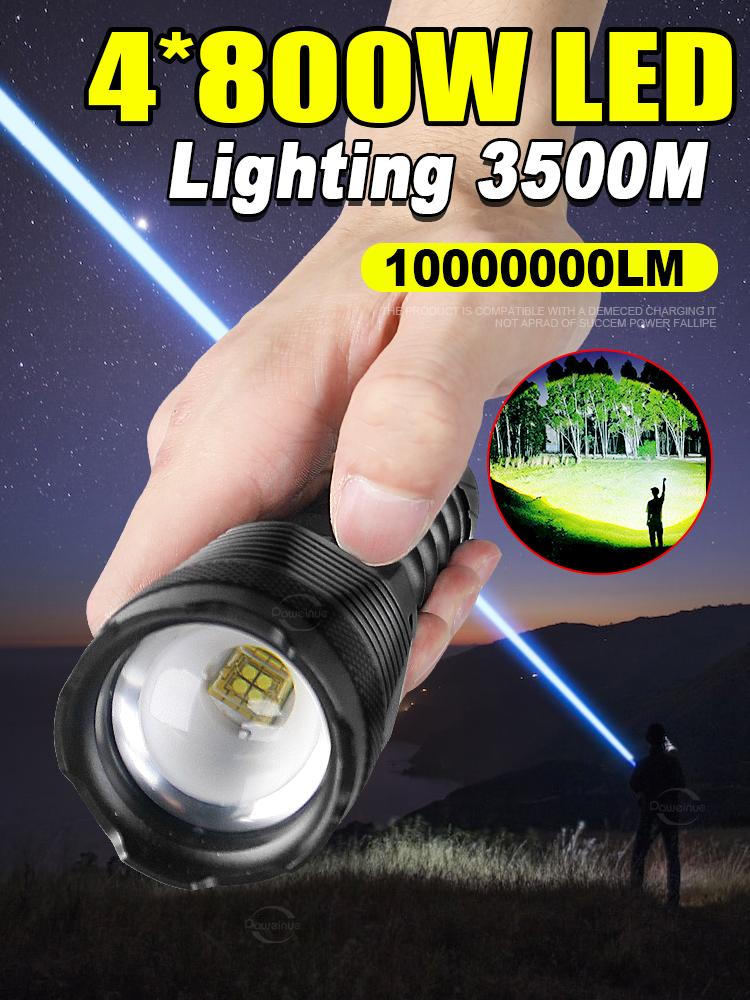 Super 4*120W Leistungsstarke Taschenlampe Aufladbare Taschenlampe Licht High Power LED Taschenlampe Lange Palette Laterne Zoombare Camping Lampen