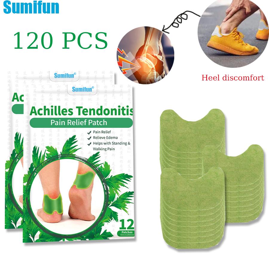 Sumifun 12/60/120 Pcs Wormwood Heel Foot Patches Mugwort Achilles Tendon Care Plaster Sports Injury Heel Mild Ingredients Deep Penetration Skin