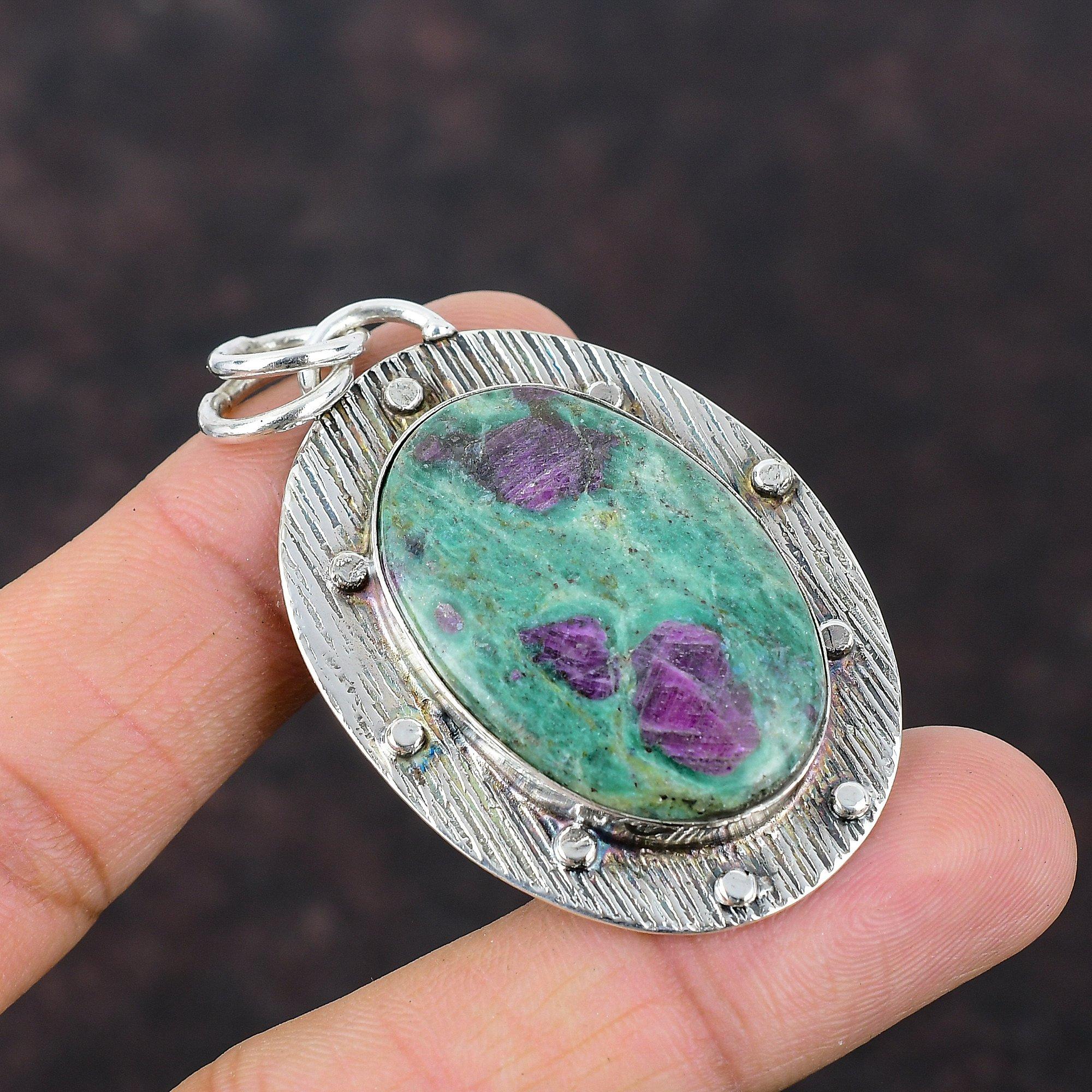 Ruby Fuchsite Pendant Handmade Wonderful Jewelry 925 Sterling Silver Pendant Dainty Gemstone Jewelry Birthstone Pendant Gift For Anniversary