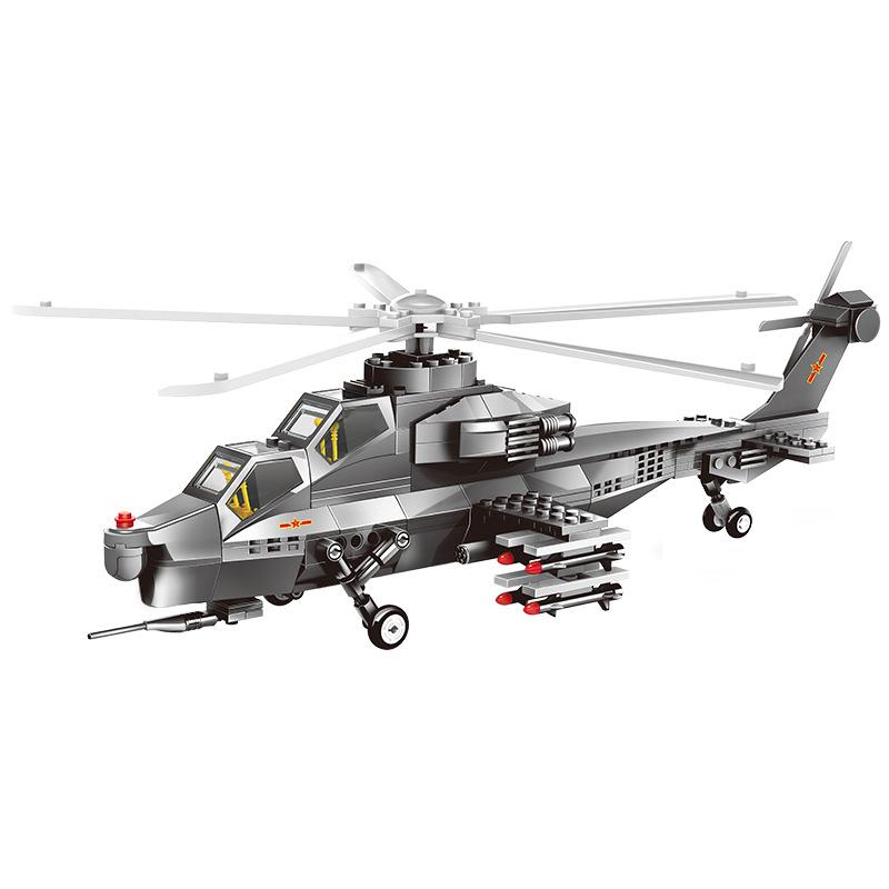 Wange Militärisches gepanzertes Flugzeugmodell Fiery Thunderbolt Kampfhubschrauber Bausteinspielzeug Kompatibel mit Steinen Kinder Geburtstagsgeschenk Nr. 4002