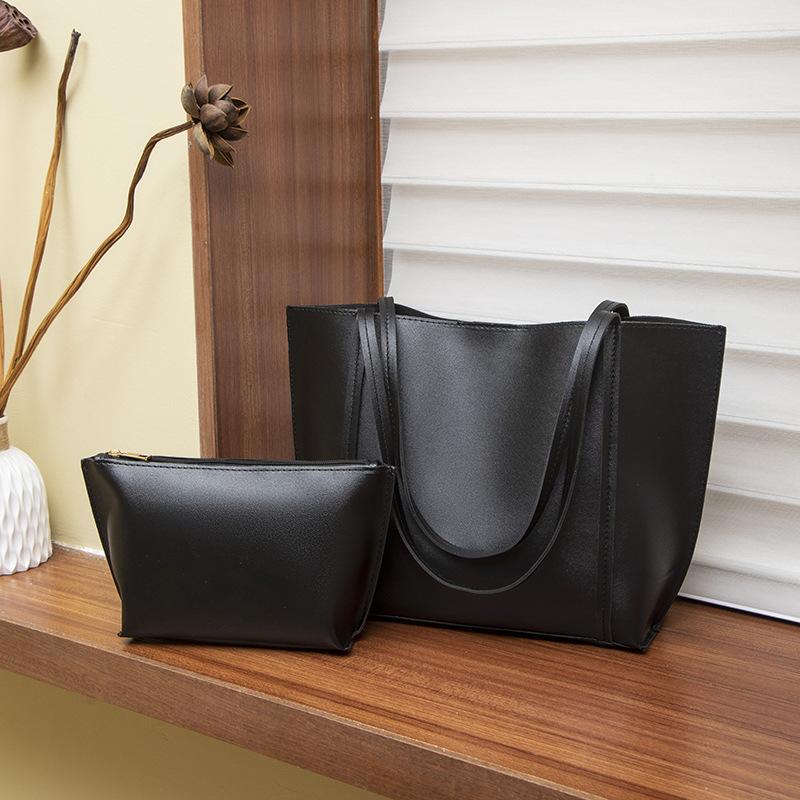 Solid Color, Large Capacity Bag, Women's, New Style, Fashionable, Retro, Tote Bag, Versatile, Single Shoulder Mother Bag