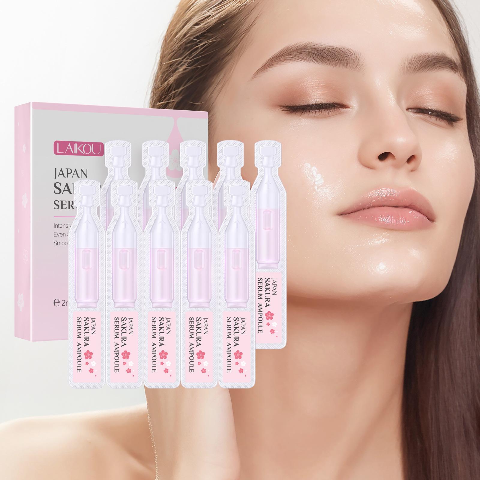 LAIKOU 2 Ml* 10 Pcs. Sakura Serum Ampoule, Facial Care, Including Niacinamide, Hyaluronic Acid, Etc. D. Moisturizing Essence