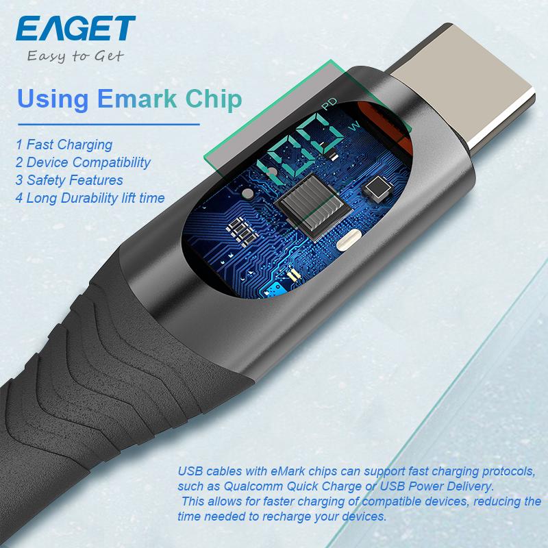 100W Fast Charging USB-C To Lightning Cable - Digital Display Nylon Braided Cable for Android iPhone 15 & More