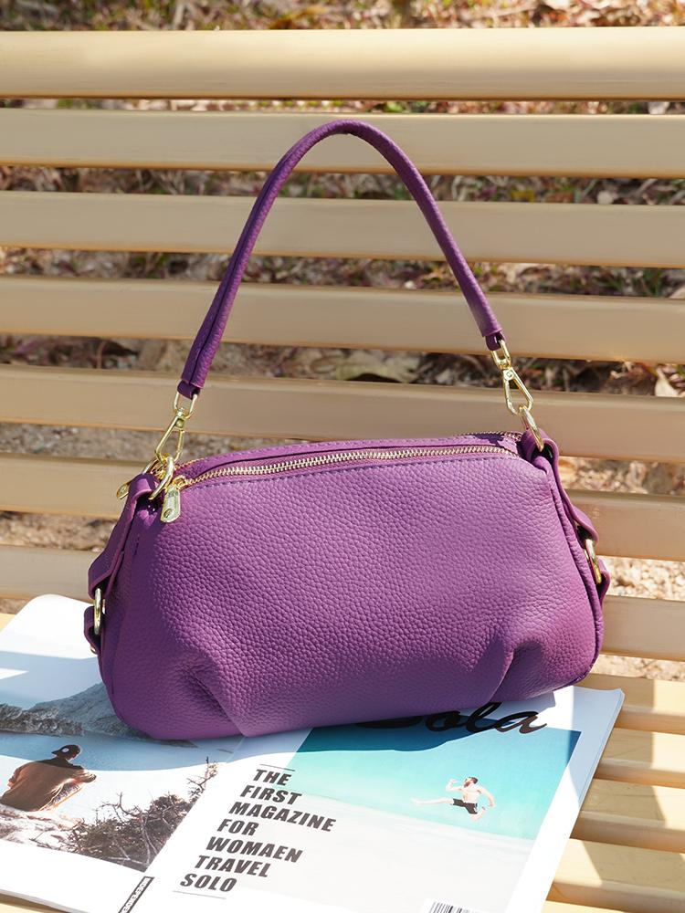 Zency Women's Genuine Leather Bag Small Simple Pillow Handbag
