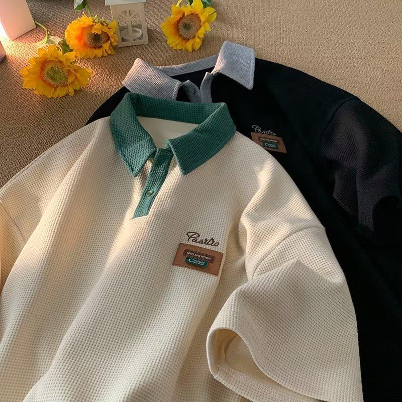 2024 Summer Polo Shirt Short-sleeved T-shirt For Men American Retro Trendy Brand Handsome Versatile Half-sleeved T-shirt Tops
