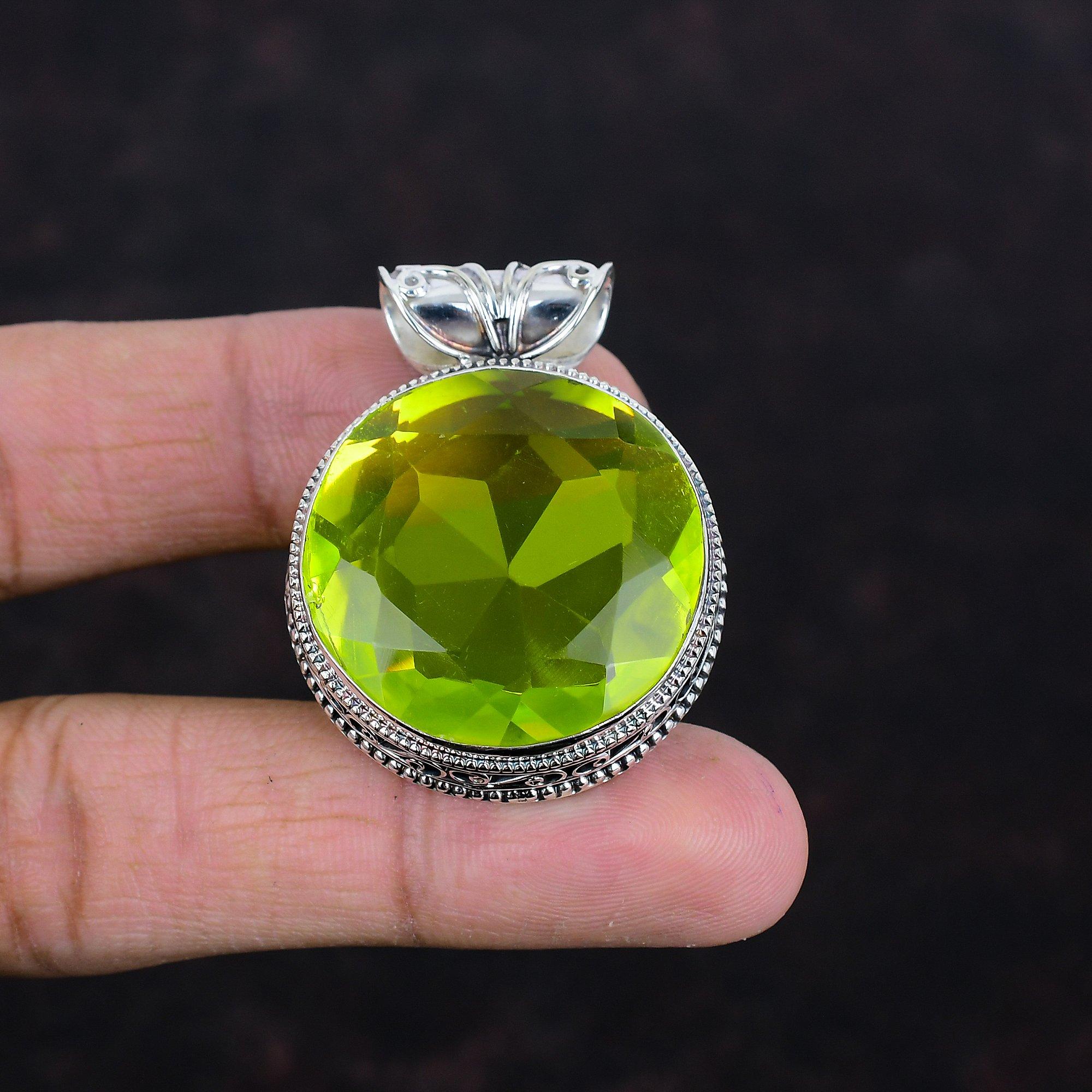 Faceted Lemon Topaz Pendant Genuine Gemstone Pendant Wonderful Vintage Pendant 925 Sterling Silver Pendant Handmade Jewelry Gifts for Women