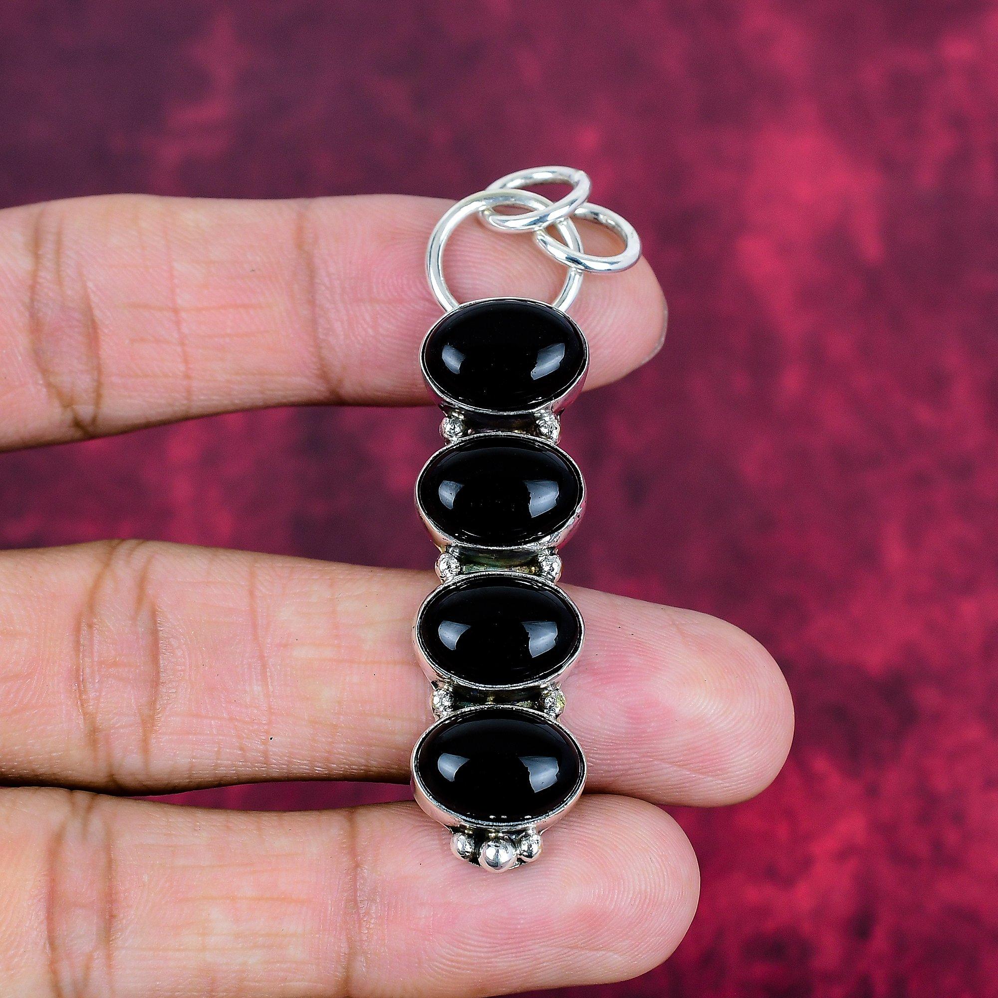 Bijuterii onix negru, pandantiv din argint solid 925 bijuterii cu pietre prețioase lucrate manual, cadouri pentru soție pandantiv nou-nouț