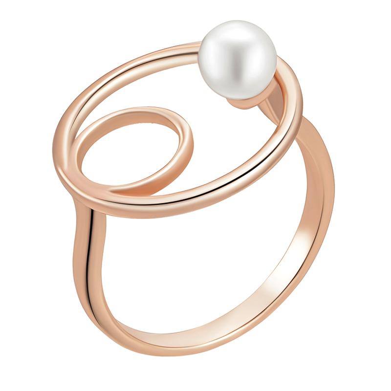 Slawischer Vintage-Perlenring in Roségold mit doppeltem Hohlkreis, Schmuck für Frauen