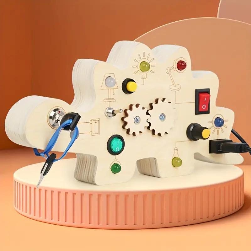 Tableau D'activité Sensorielle En Forme De Guitare électrique | Avec Lumières LED Et Sons | Jouet Montessori Bois Pour 2-4 Ans
