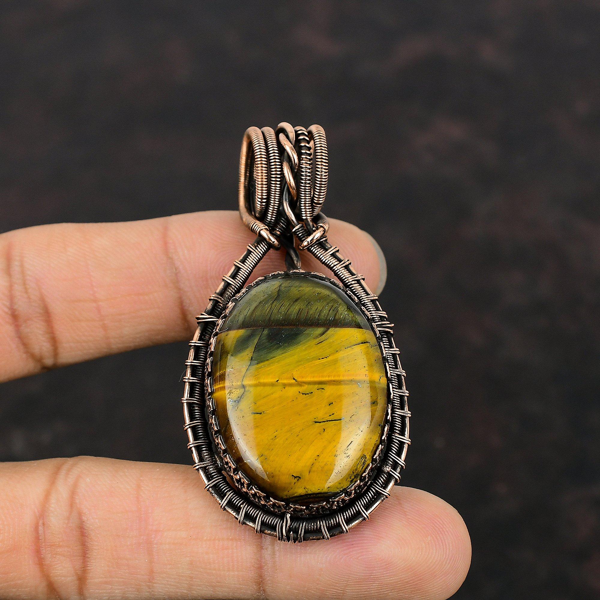 Nellite Pendant Copper Wire Wrapped Pendant Elegant Pendant Copper Wire Jewelry Handmade Pendant Nellite Gemstone Jewelry Pendant For Gifts