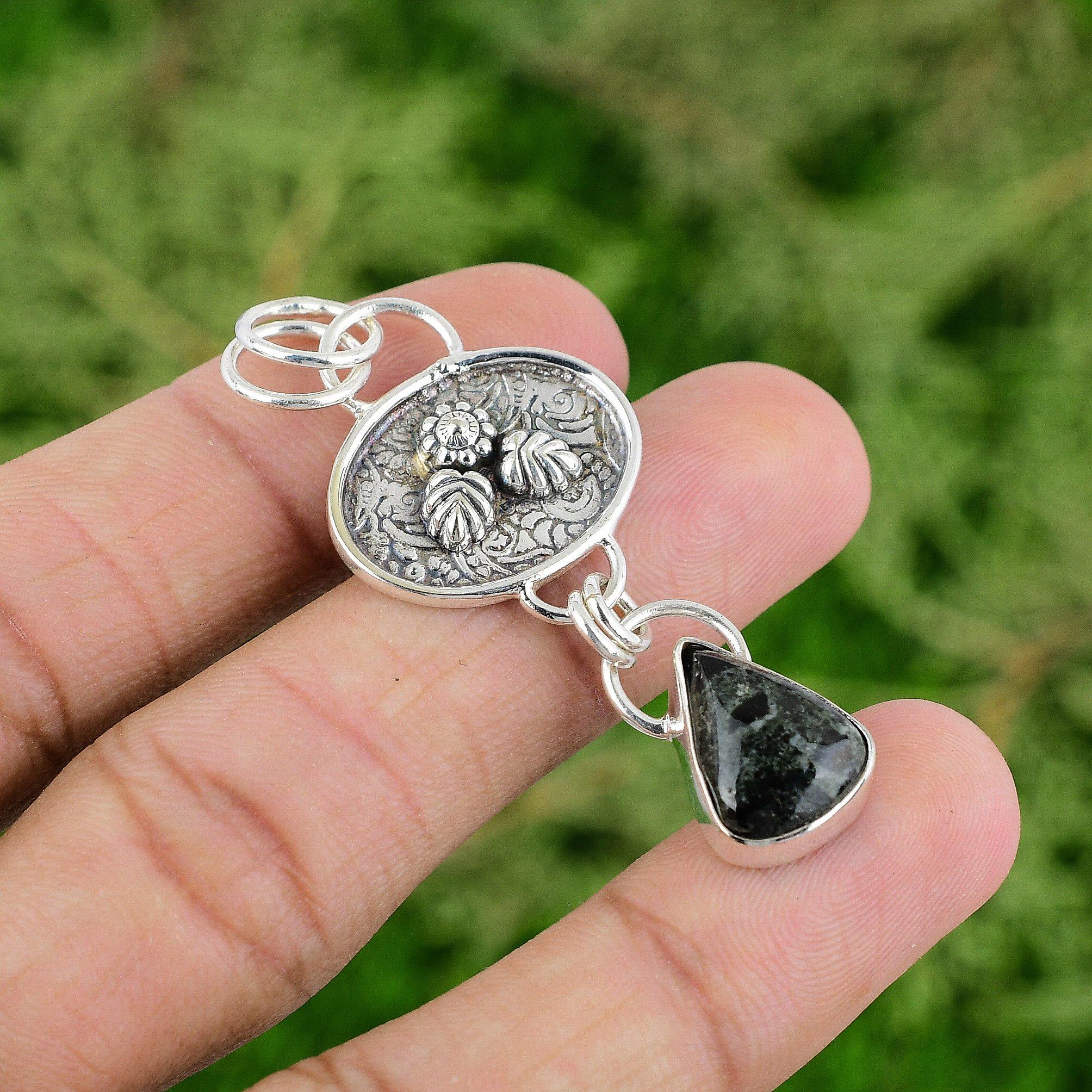 Daughters Day Sale Star Galaxy Jasper Stone Wedding Pendant Jewelry 925 Silver