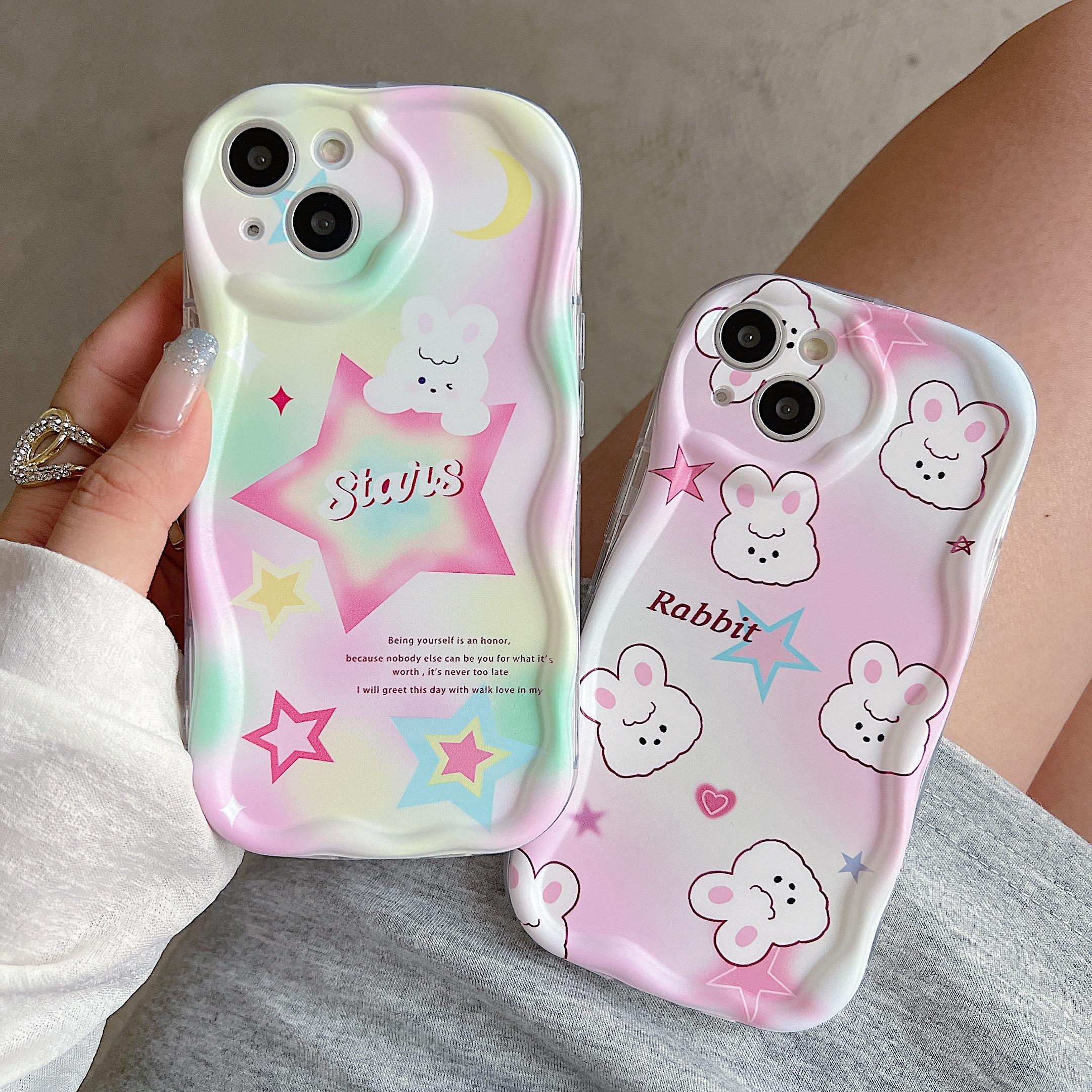 Милый силиконовый чехол для Xiaomi Redmi Note 13 12 11 Samsung A54 A24 A14 Oppo A78 A58 A38 Infinix Note 30 Funda Star Cartoon Bunny Cover Soft TPU Bumper