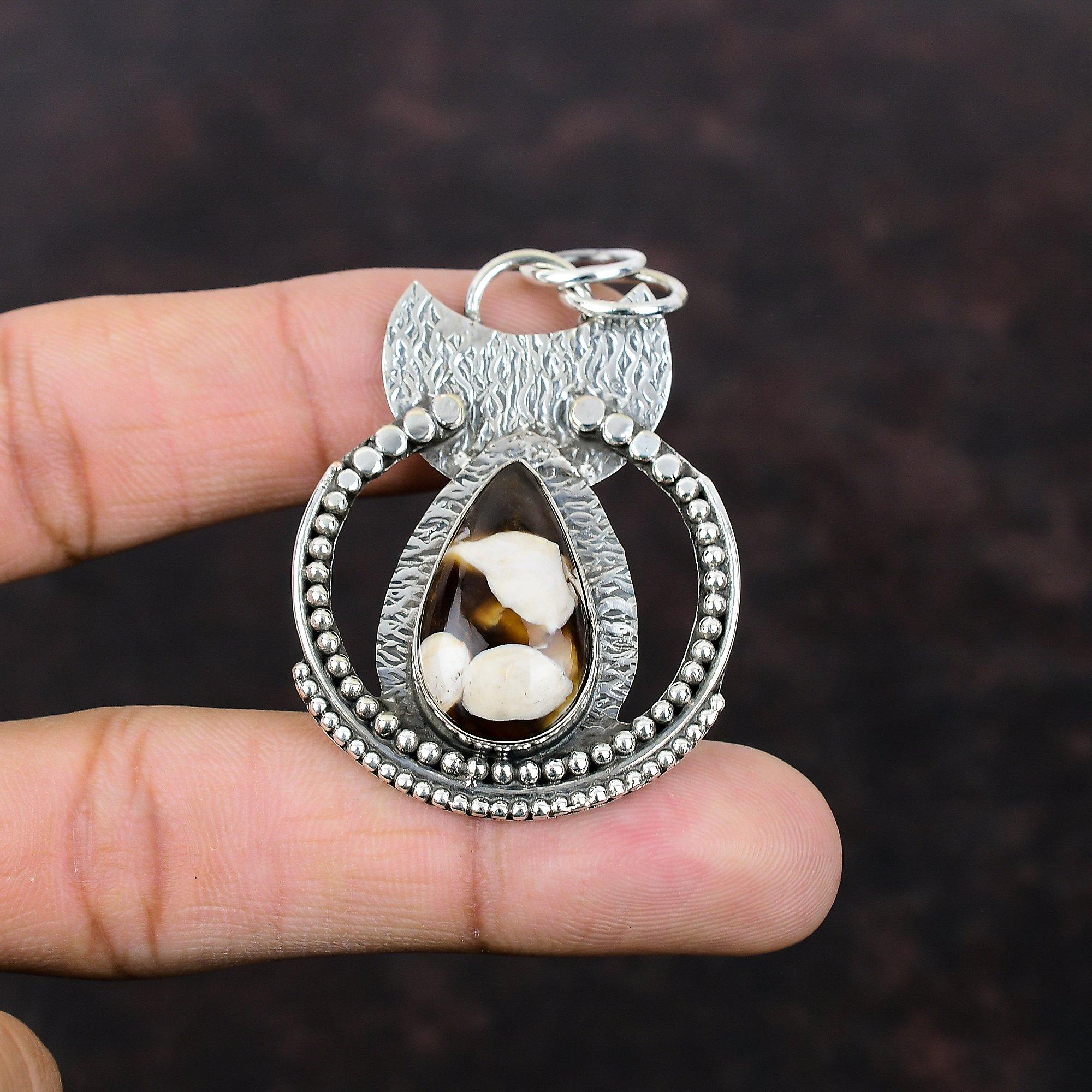 Peanut Wood Jasper Pendant 925 Sterling Silver Pendant Dainty Gemstone Jewelry Handmade Brand New Pendant Engagement Gift Birthstone Pendant