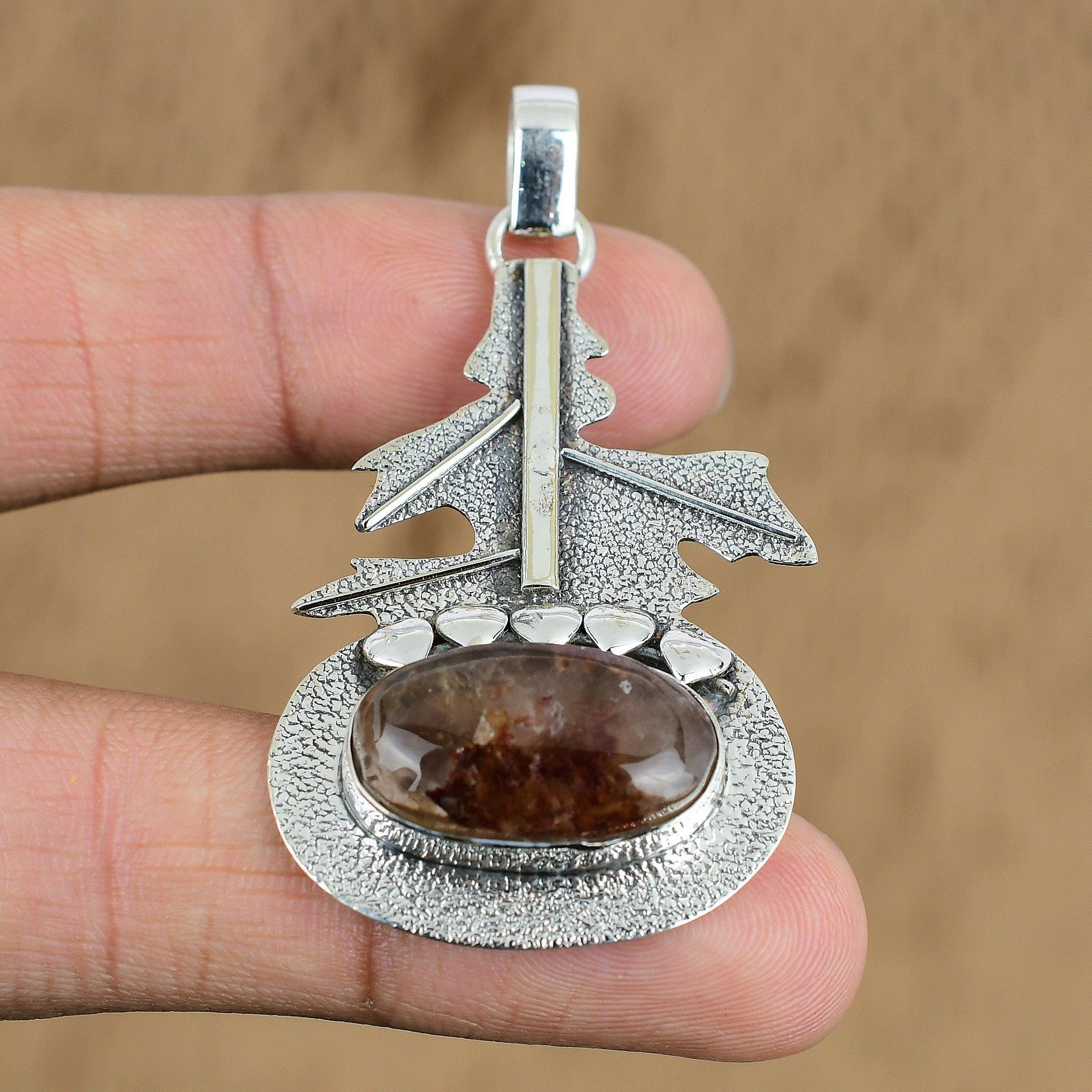 Natural Elestial Quartz Gemstone Jewelry 925 Sterling Silver Pendant For Women