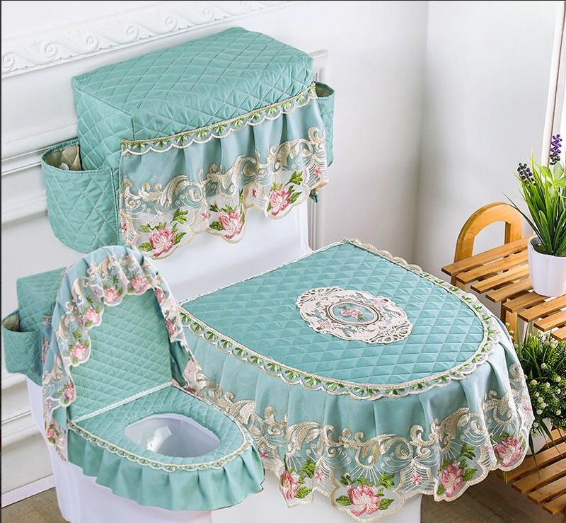 3pcs/Set Toilet Seat Cover Toilet Water Tank Cover Closestool Dust Covers Toilet Seat Cushion Detachable Toilets Cover Cloth