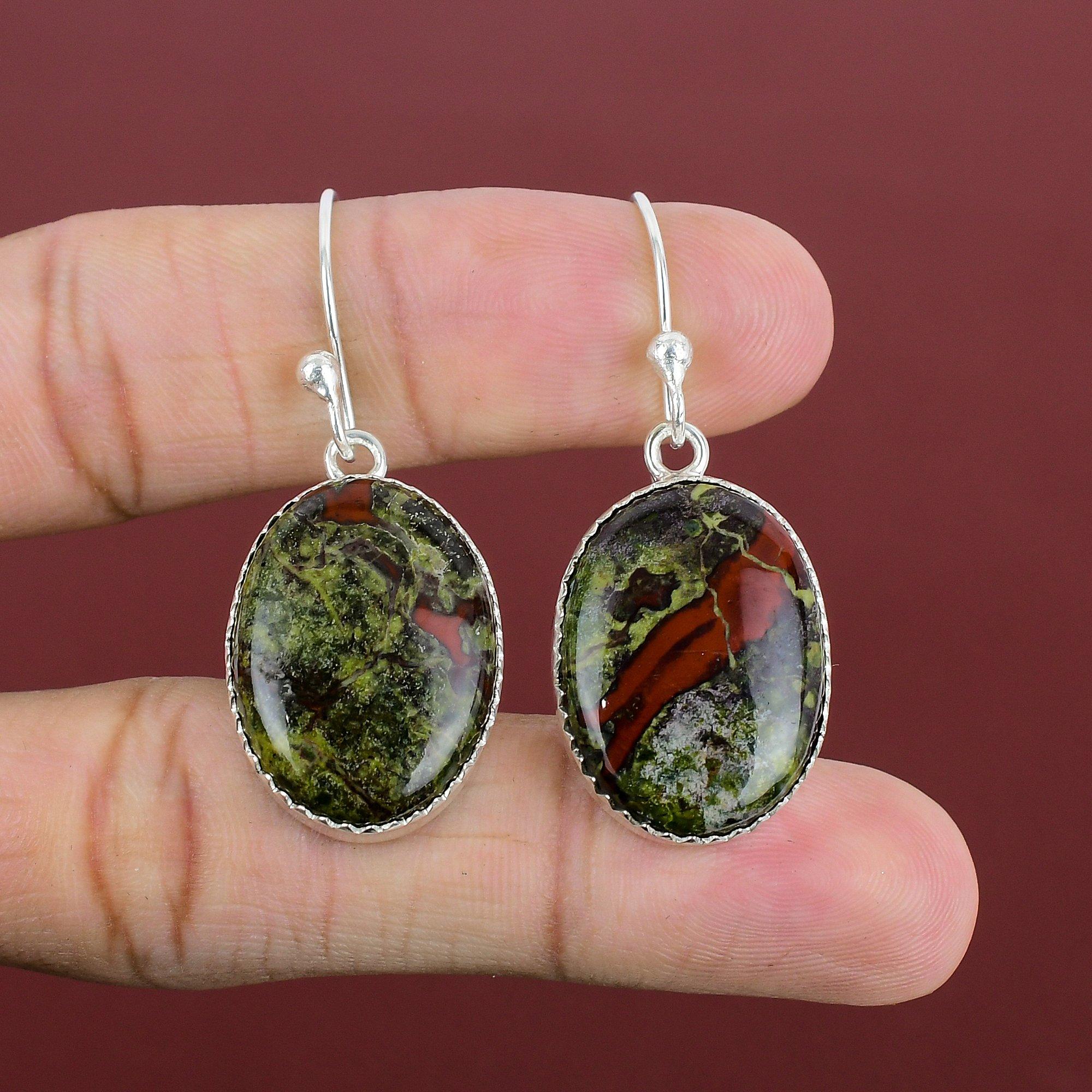 Dragon Bloodstone Earring 925 Sterling Silver Earring Handmade Jewelry Natural Gemstone Earring Decent Jewelry Drop Earrings Gifts For Women