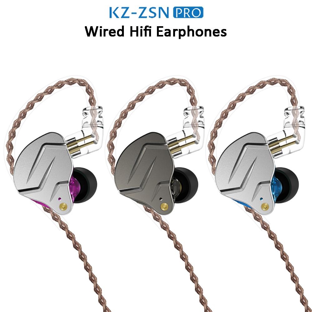 KZ ZSN Pro Wired Earphone With Hybrid Dynamic Driver In-Ear Hifi Bass Headphones Metal Earbuds Noise Reduction Headset.