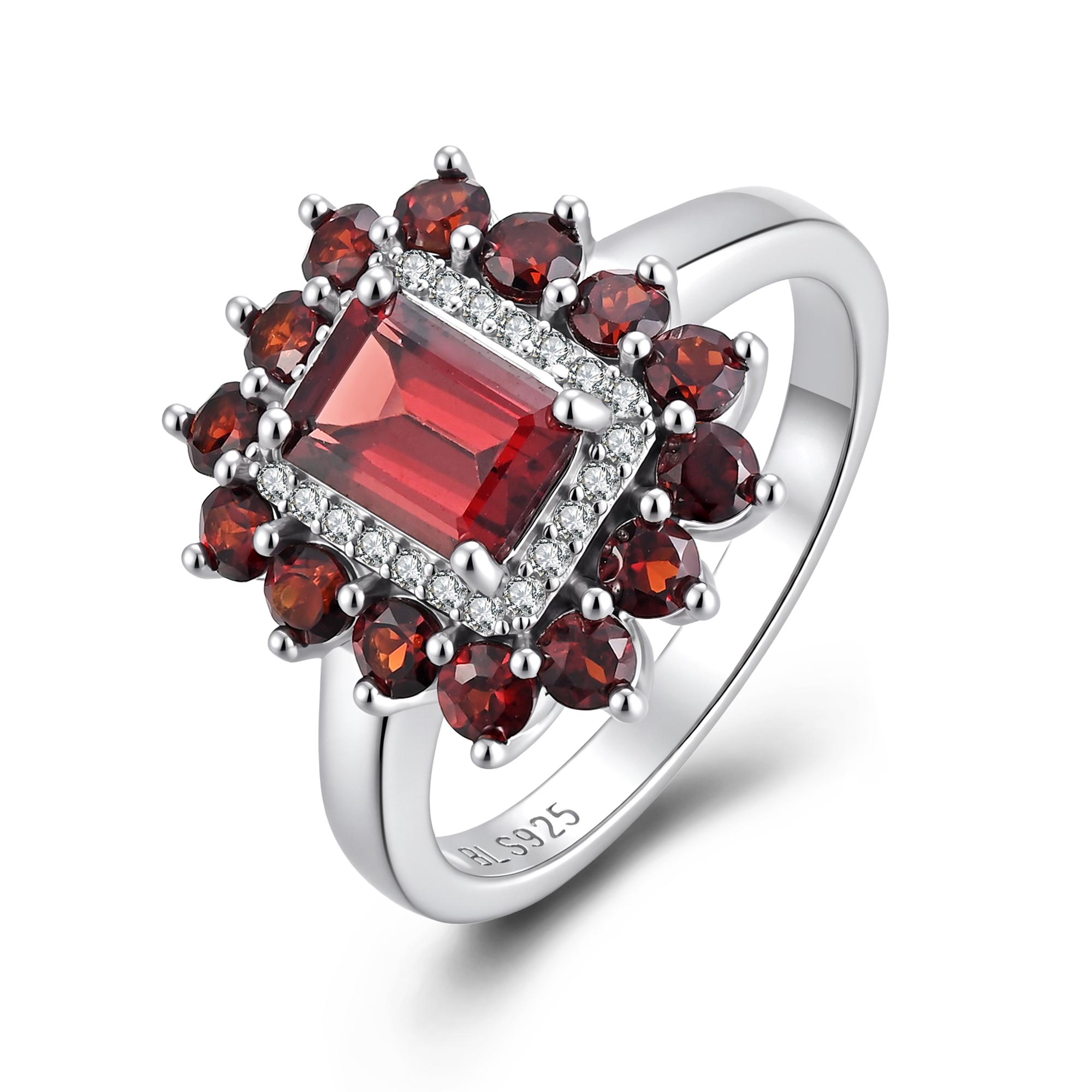Exquisite Natural Garnet January Birthstone Ring 925 Sterling Silver Grounding Gemstone Fine Jewelry for Women Party Wear Gift